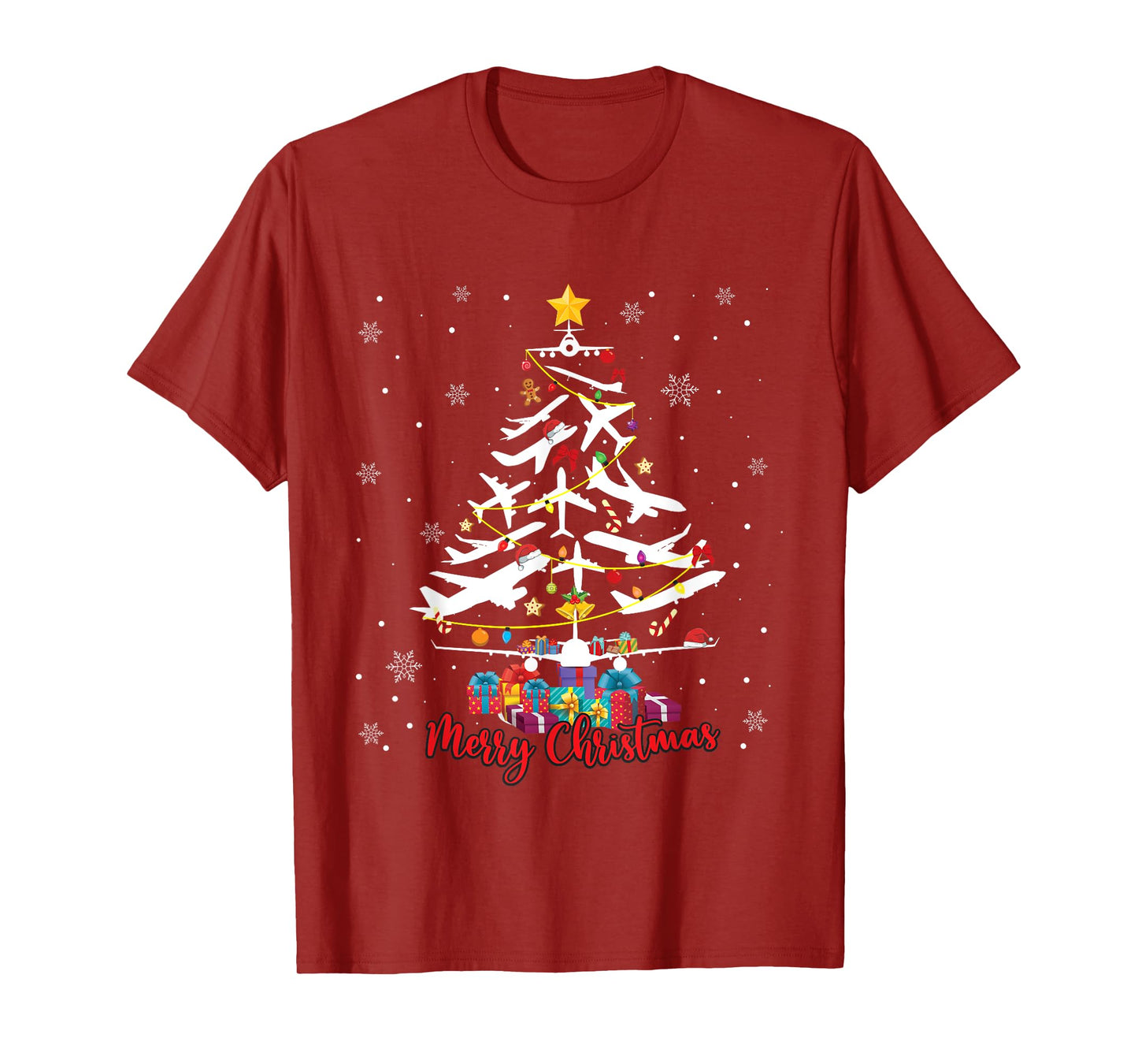 Airplane Christmas Tree Merry Xmas Most Likely Pilot T-Shirt