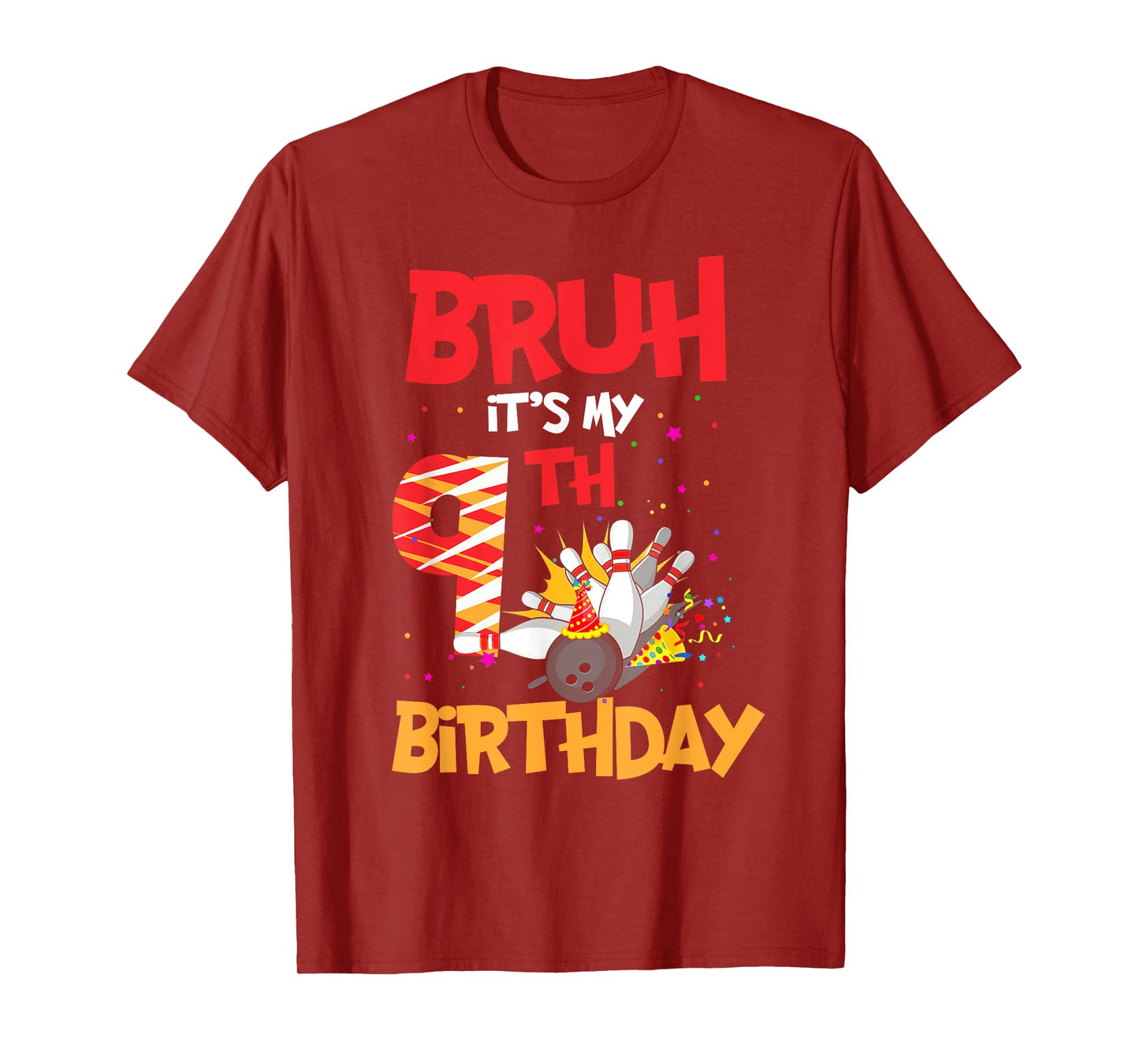 Bruh It's My 9th Birthday Boy 9 Year Old Bowling Party T-Shirt