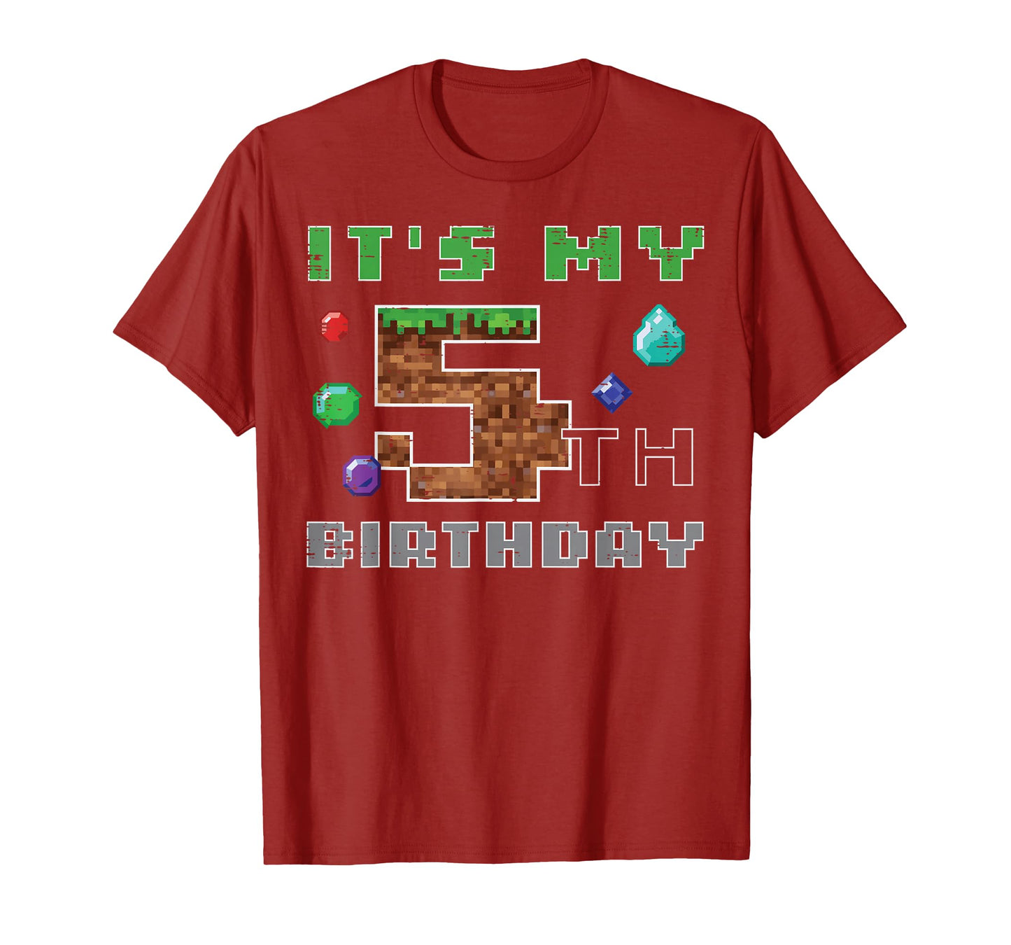 My 5th Birthday Pixel 5 Gamer Video Gaming Boys Kids Youth T-Shirt