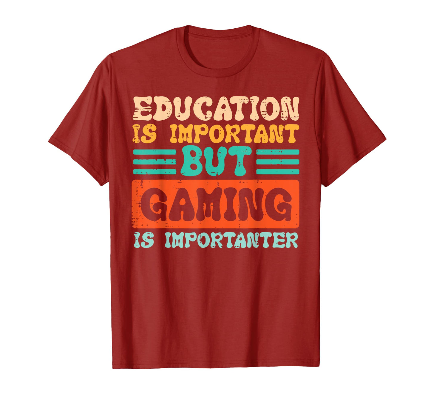 Education Important Gaming Importanter Gamer Boys Kids Men T-Shirt