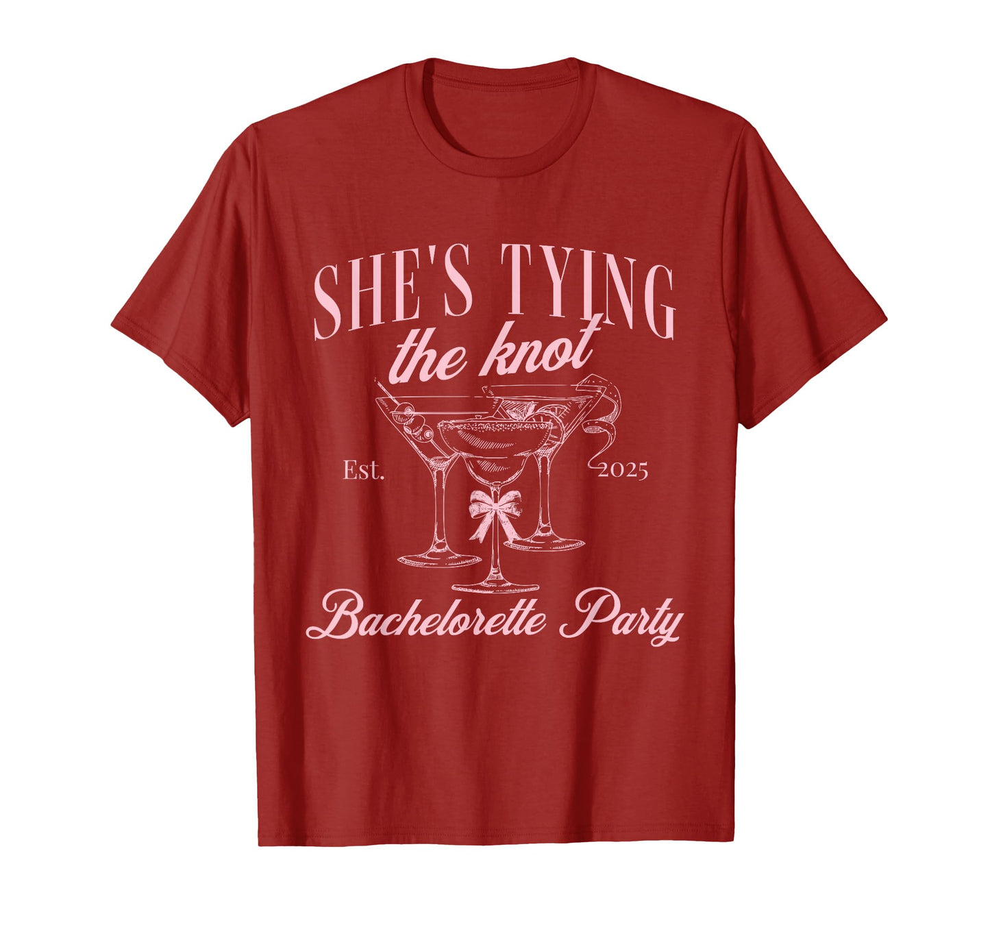 She's tying the knot 2025 bachelorette party coquette bow T-Shirt