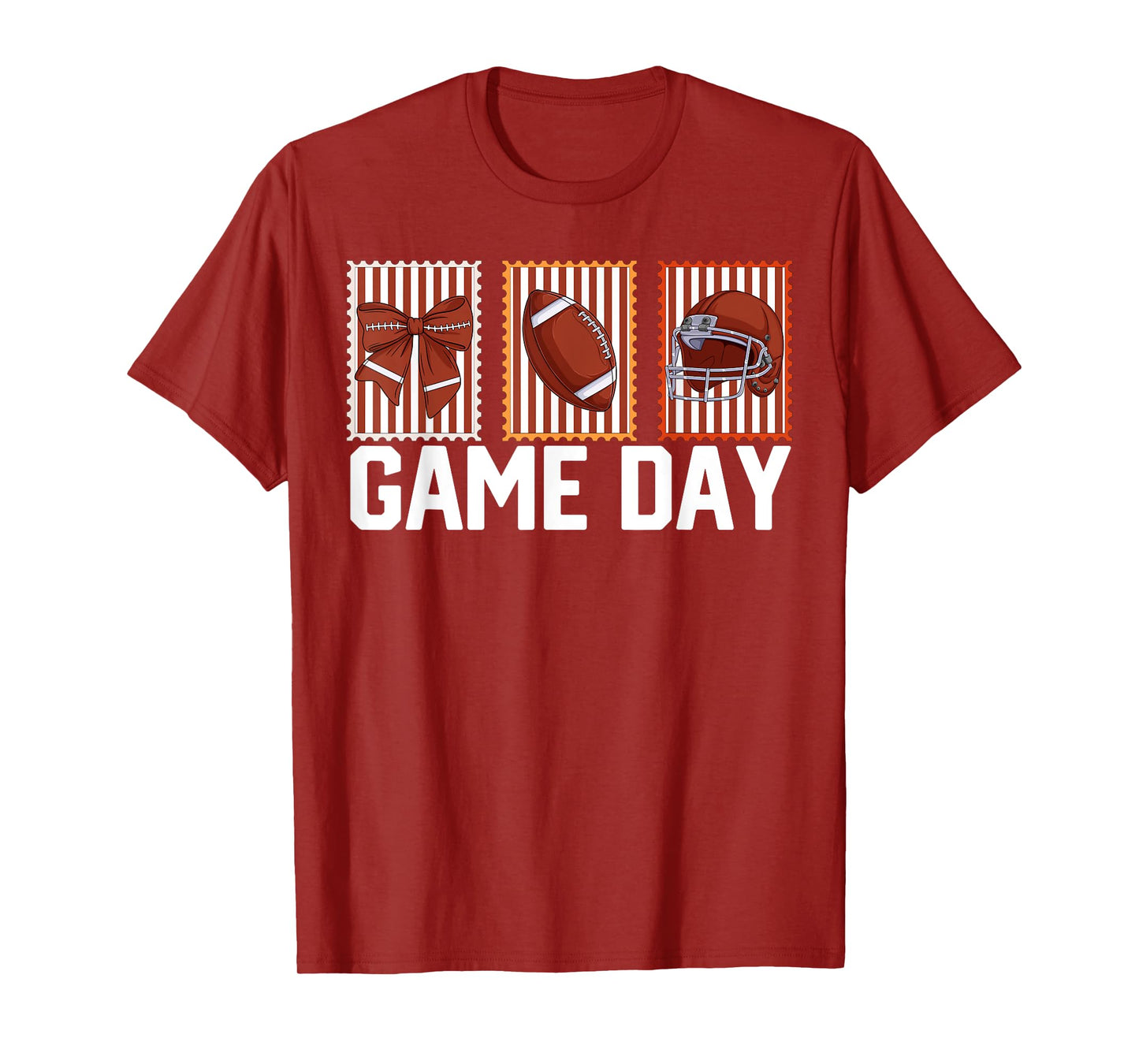 Football Stamps Women Girls Coquette Bow Football Game Day T-Shirt