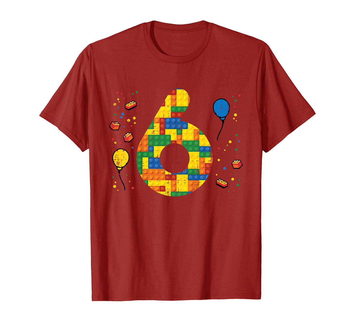 6th Birthday Blocks Building Bricks 6 Year Old Boys Kids T-Shirt