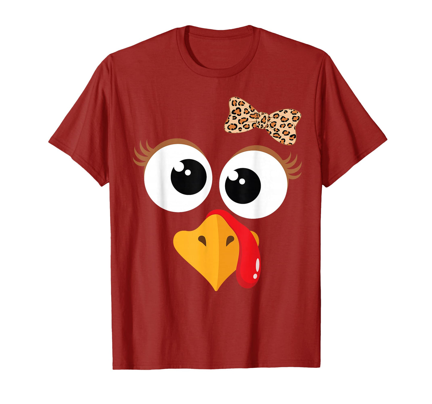 Funny Thanksgiving Turkey Face Costume Women Girl T-Shirt