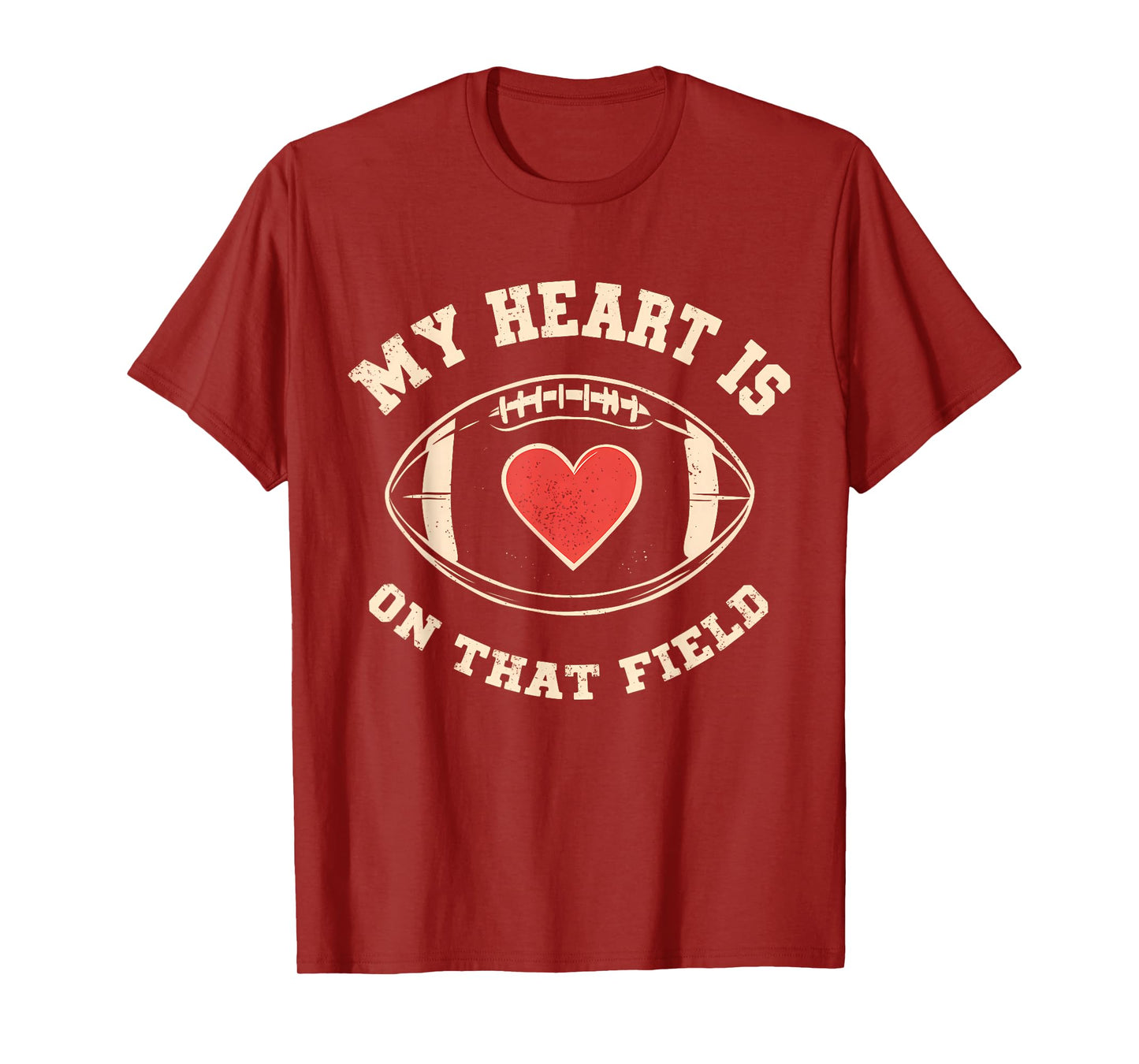 Football My Heart Is On That Field Retro Football Lover T-Shirt