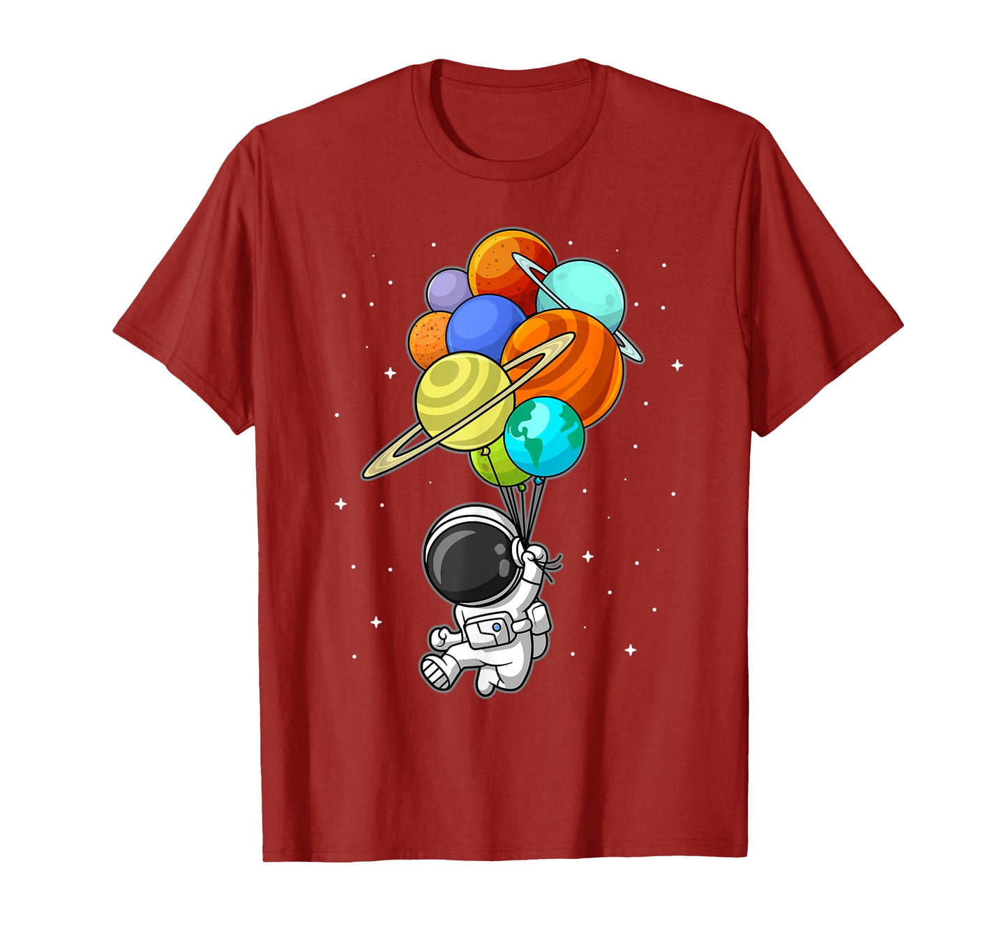 Astronaut Holding Planet Balloons Solar-System Space Kids T-Shirt