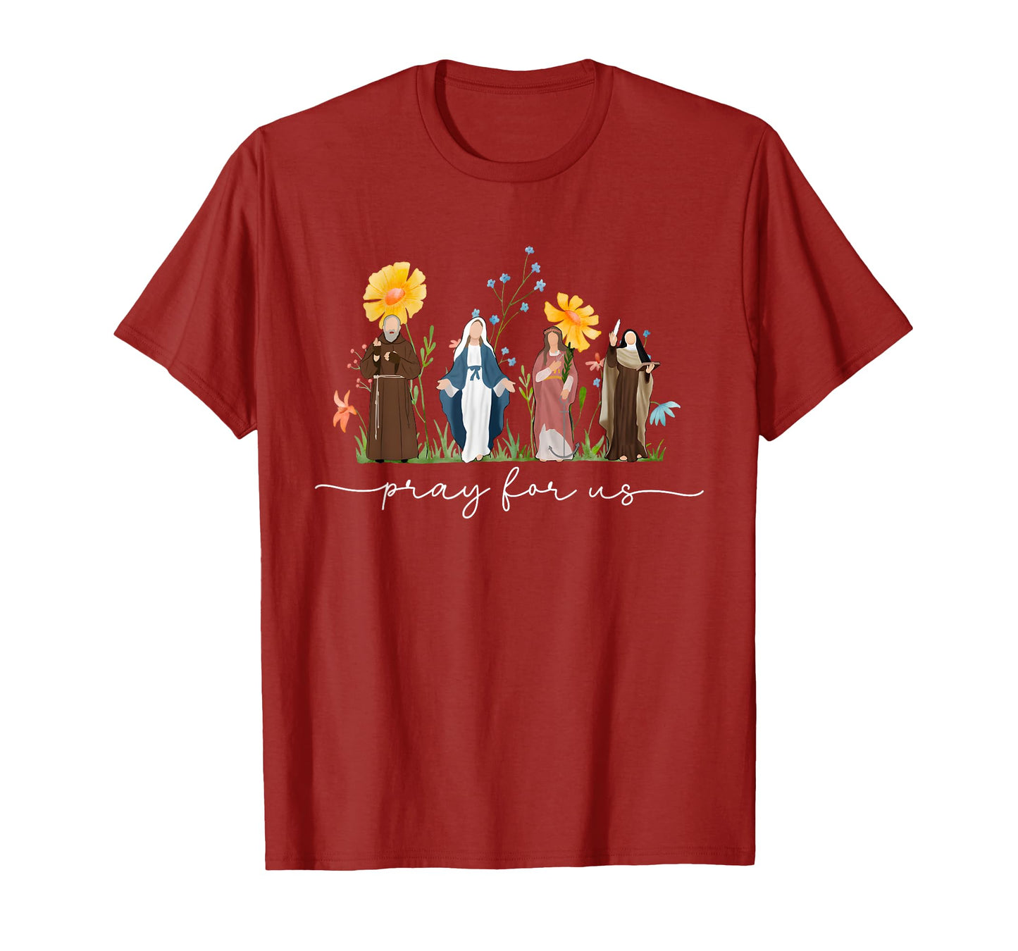 Catholic Saints Floral Women Religious Men Women Kids T-Shirt