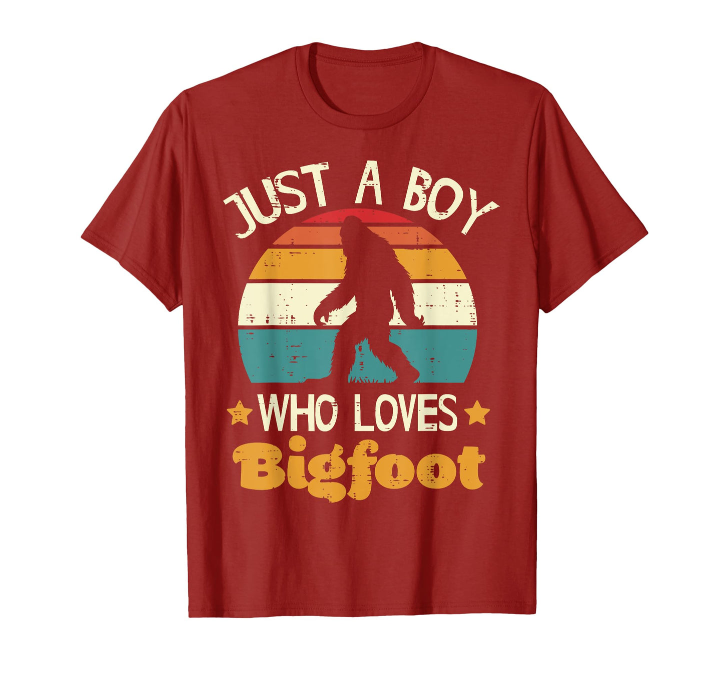 Just Boy Who Loves Bigfoot Retro Sasquatch Boys Kids Men T-Shirt