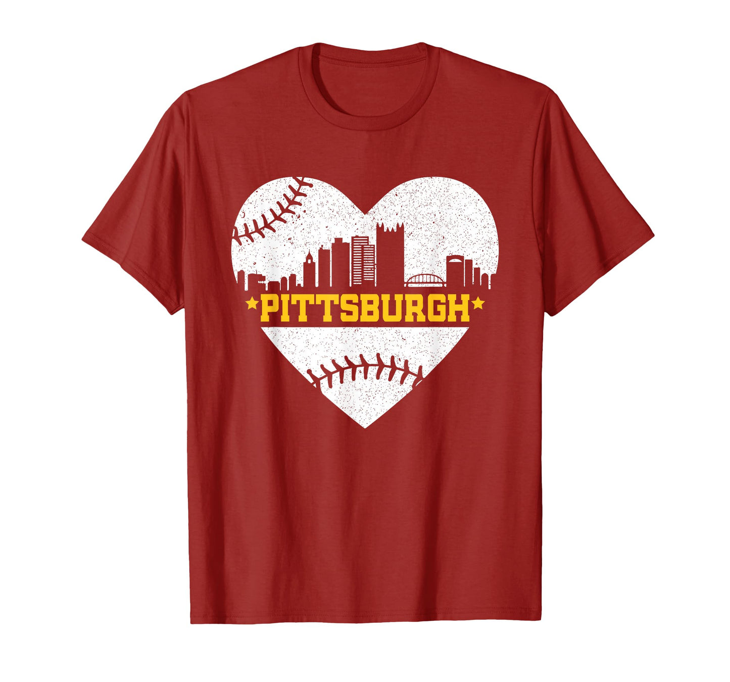 Pittsburgh Lovers Skyline Retro Baseball Heartbeat Men Women T-Shirt