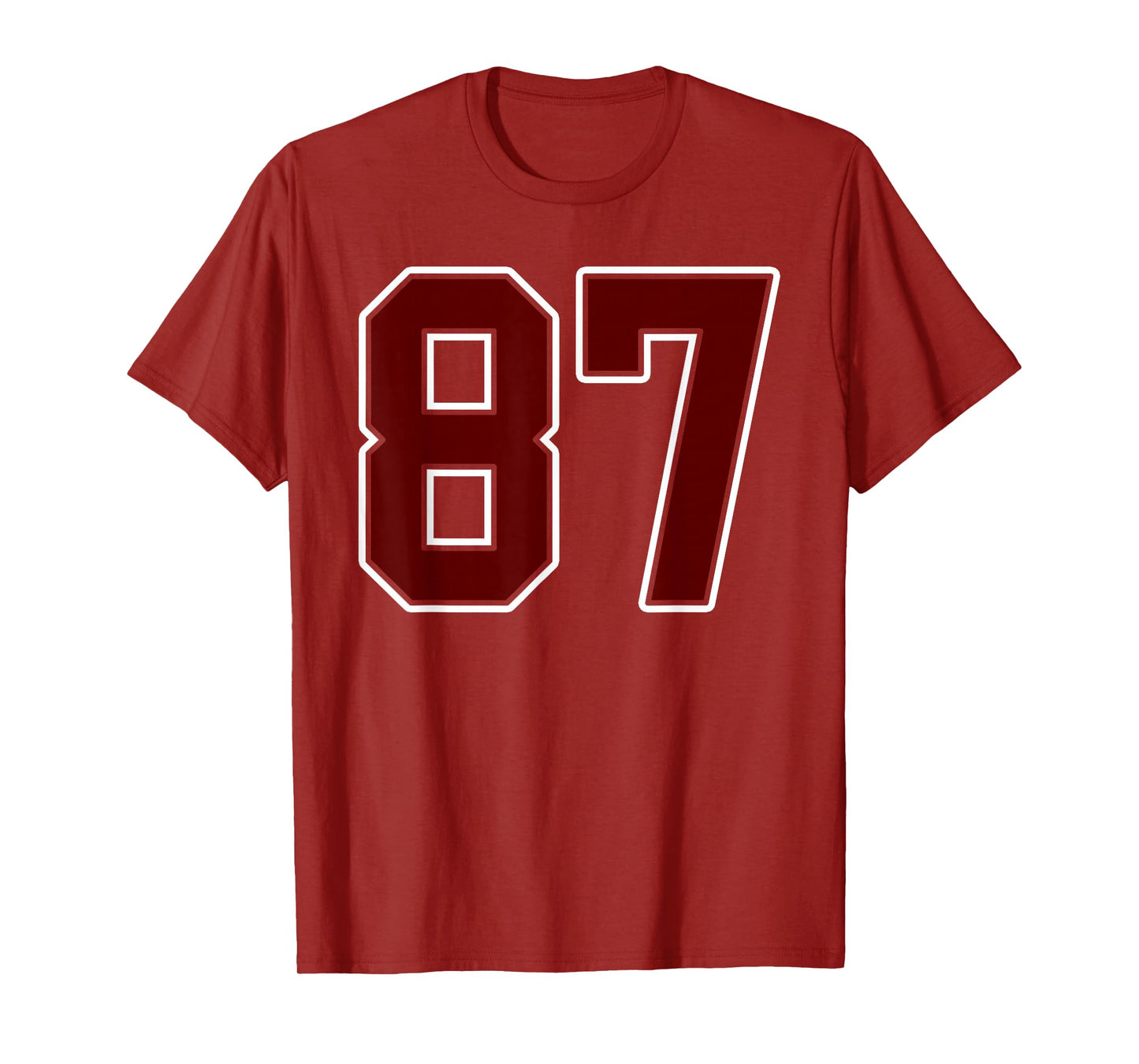 Maroon and White Number 87 Jersey Player Uniform #87 Fan T-Shirt