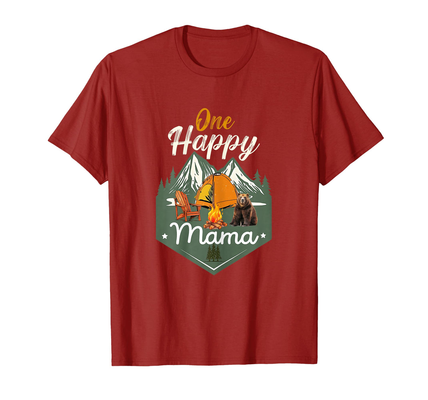 One Happy Mama Camper Birthday Family Bear Matching Mom T-Shirt
