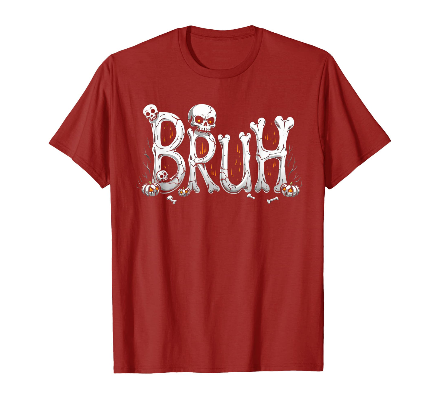 Bruh halloween skull bone skeleton kids boys girls men women T-Shirt