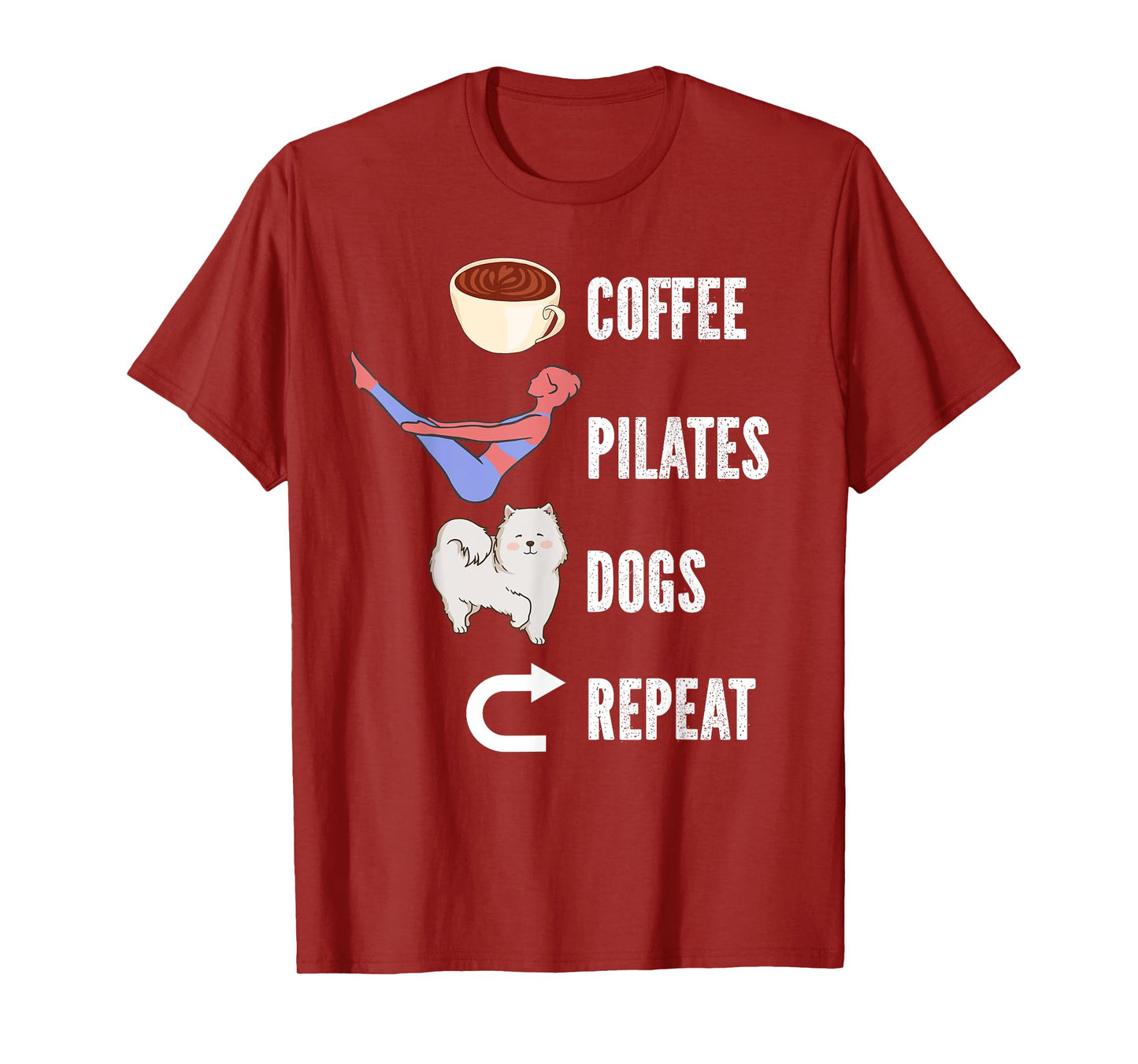 Coffee Pilates Dogs Repeat Design For Dog And Pilates Lovers T-Shirt for Men Women Girls Kids