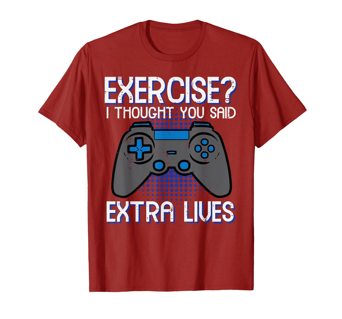 Gamer Exercise Thought Extra Lives Funny Gaming Men Boys Kid T-Shirt