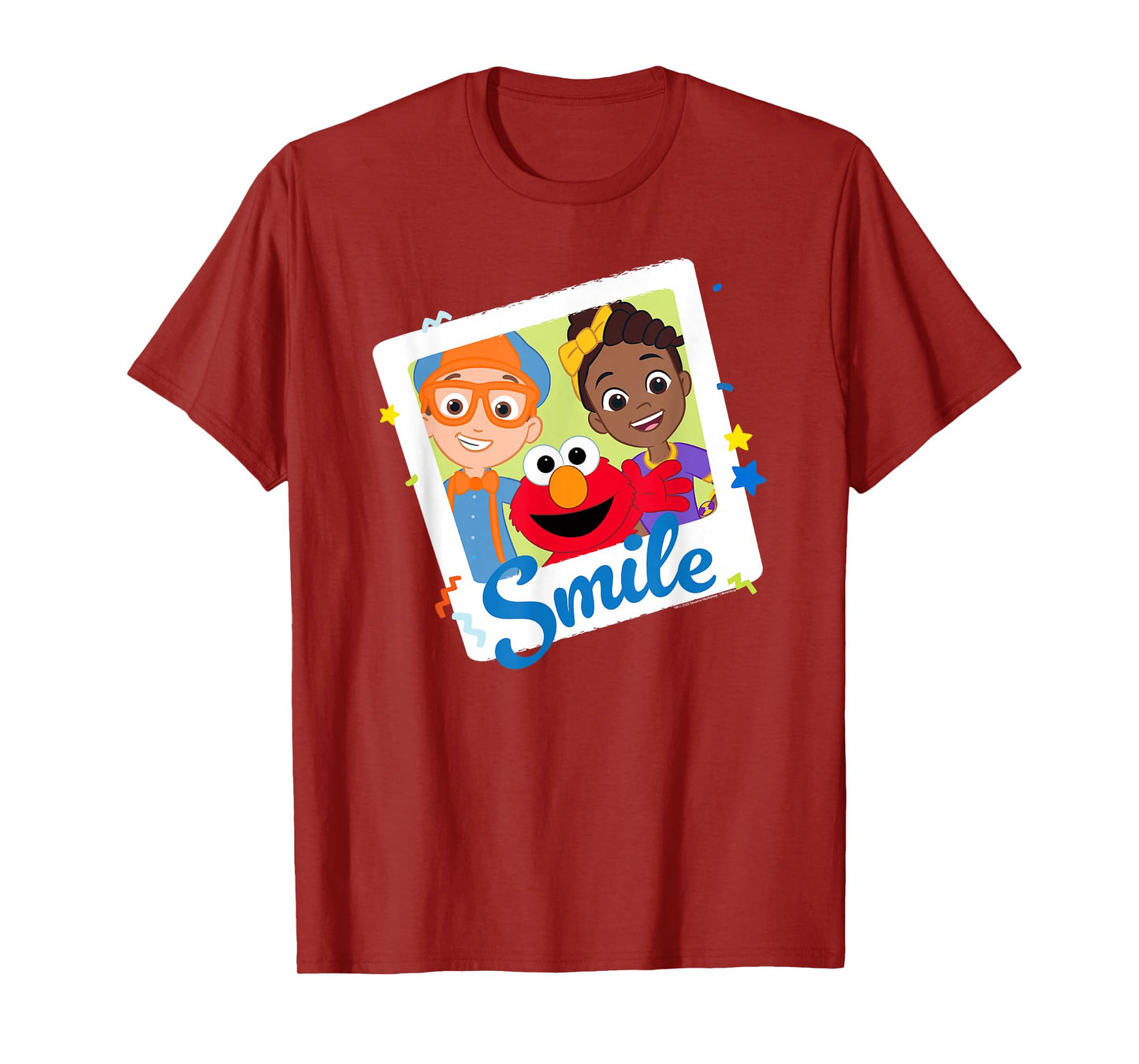 Blippi Sesame Street Smile Blippi Elmo & Meekah Polaroid T-Shirt