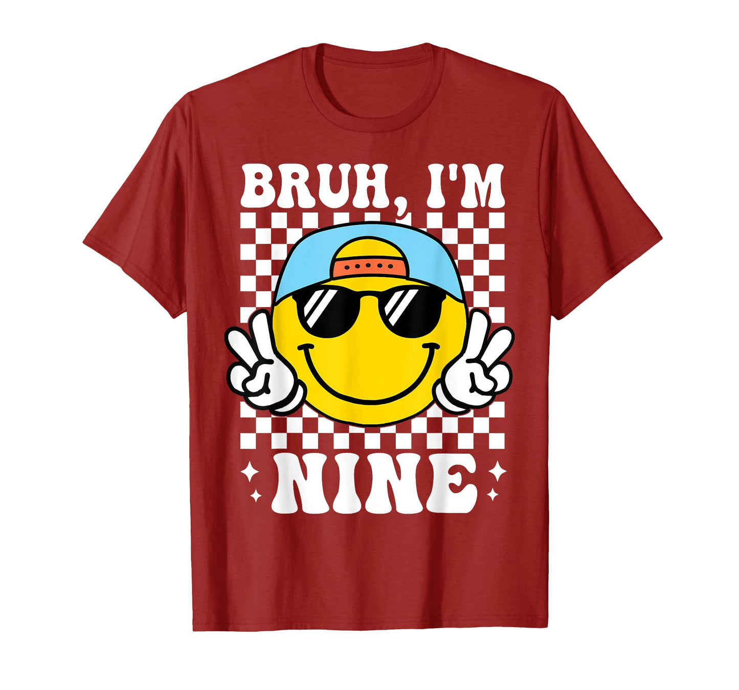 Bruh I'm Nine 9 9th Birthday Groovy Boys Girls 9 Years Old T-Shirt