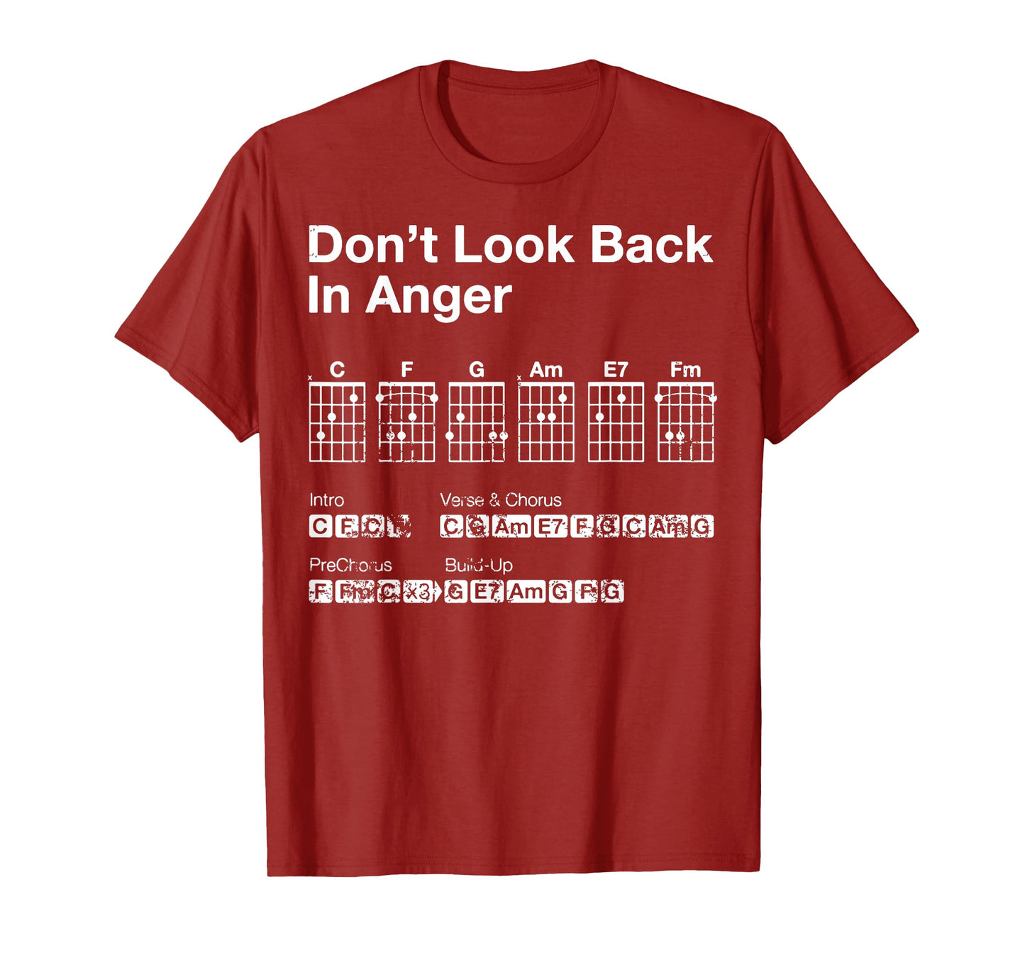 Vintage Guitar Chords Oasis Dont Look Back In Anger T-Shirt