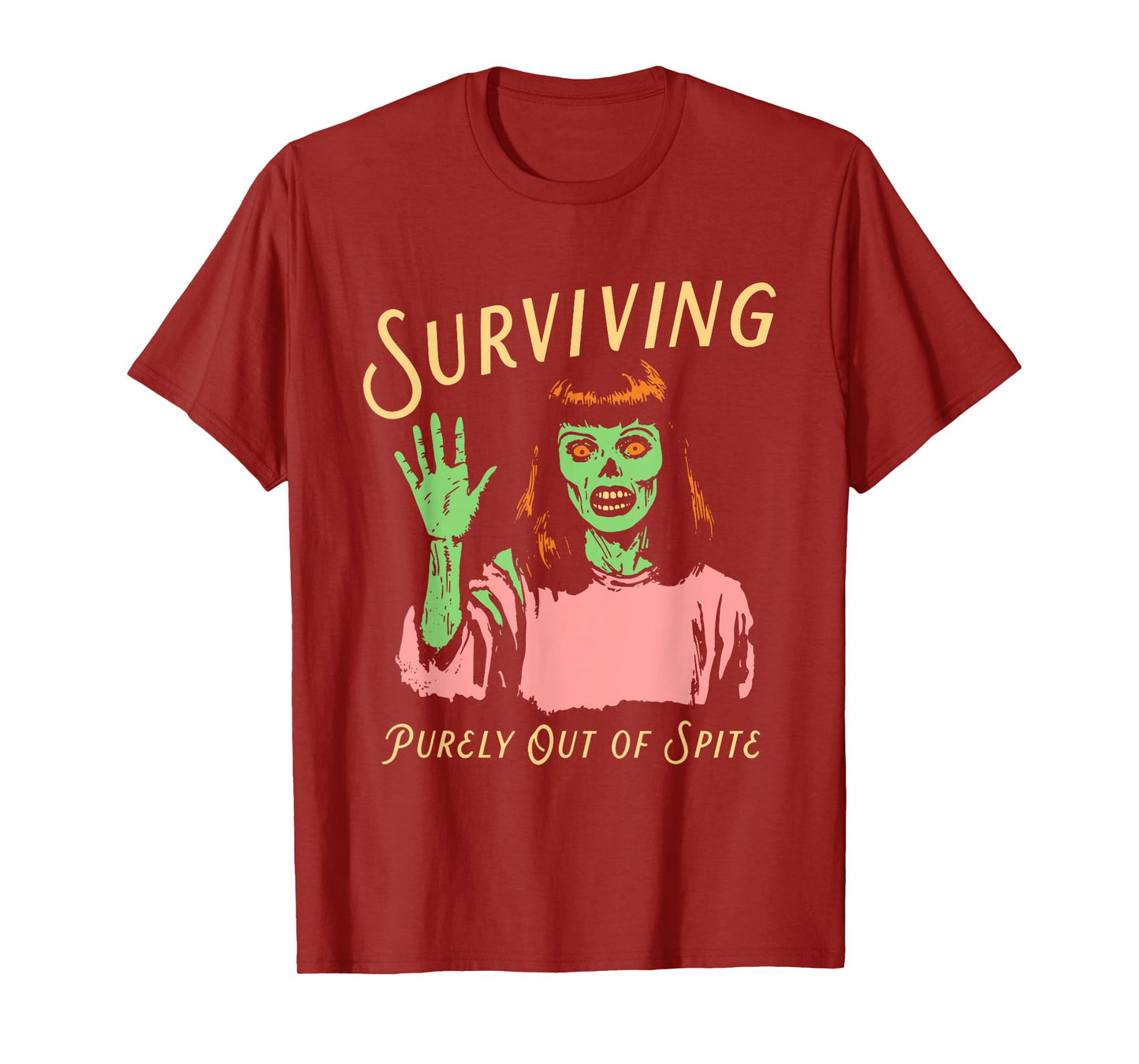 Surviving Purely Out of Spite Retro Zombie Halloween T-Shirt