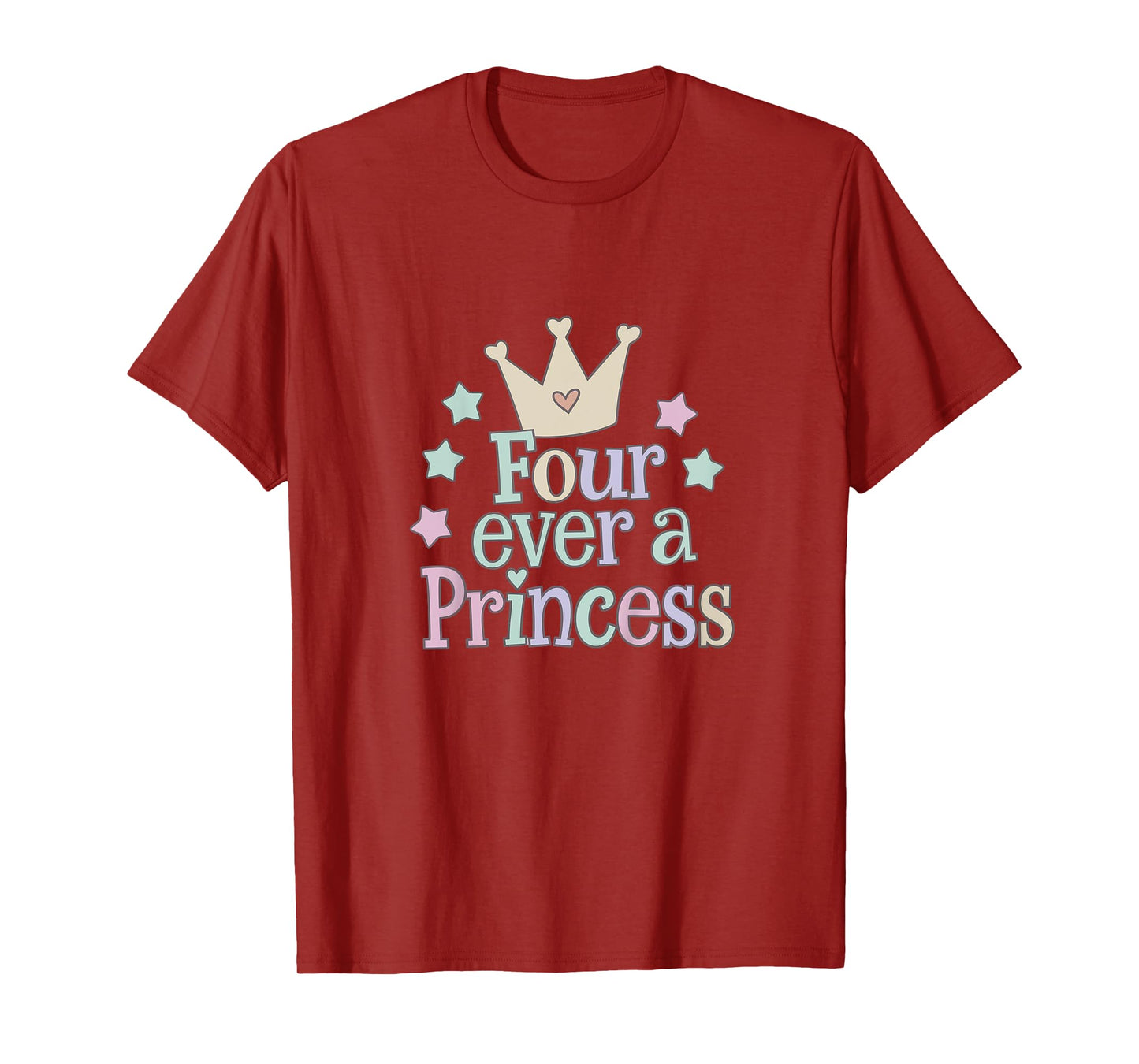 4th Birthday Girl Princess Four Age 4 Year Old Kids Party T-Shirt