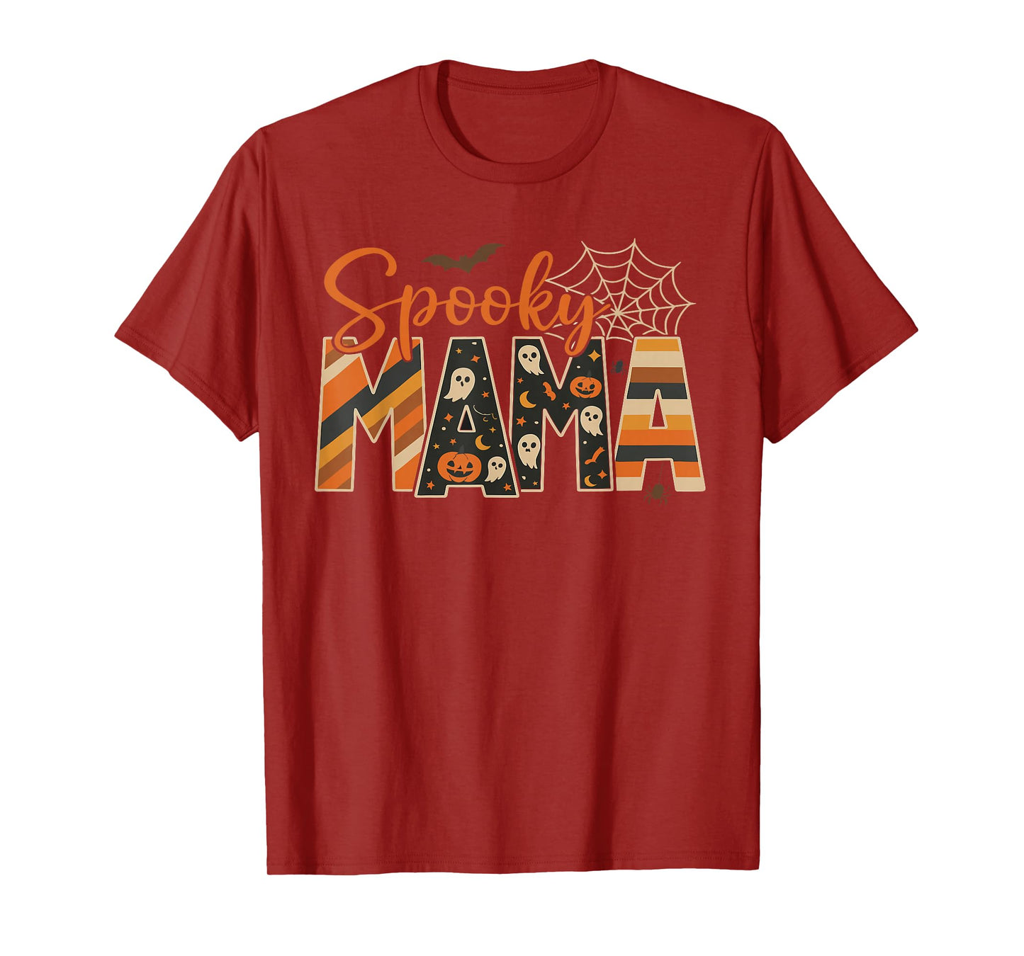 Spooky Mama Funny Mom Halloween Ghost Witch Bat T-Shirt