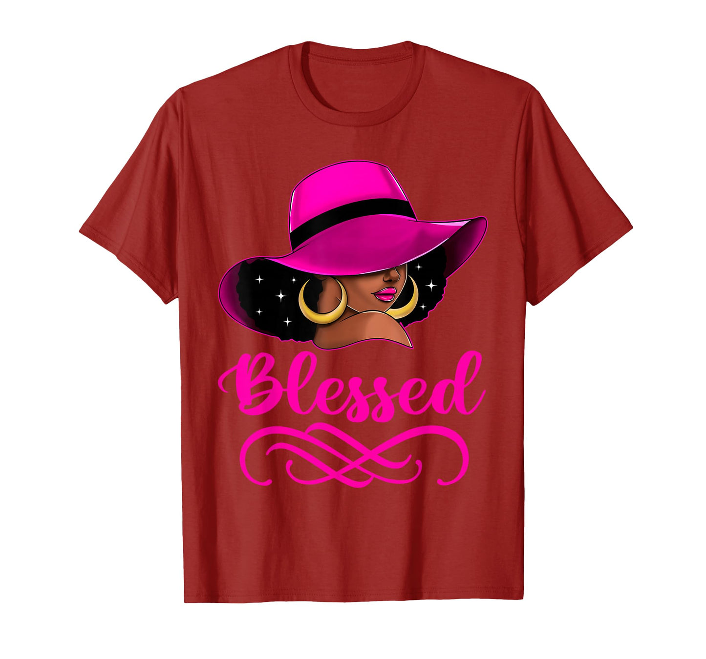Blessed African American Afro Black Women With Hat Christian T-Shirt