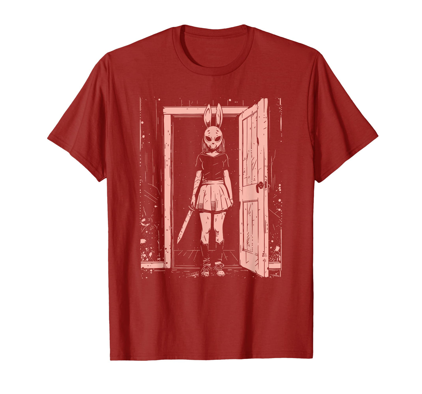 Creepy Girl Bunny Mask Slasher Pastel Goth Anime Horror T-Shirt