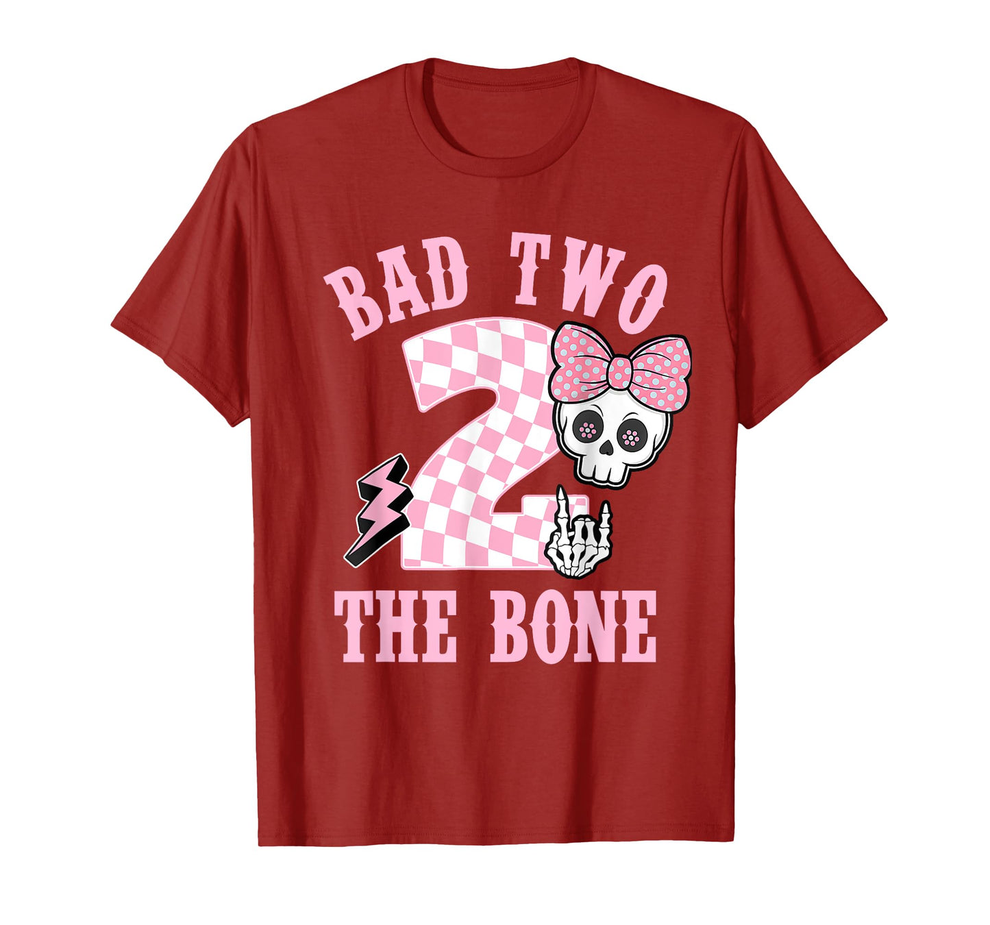 Bad Two The Bone Party Decorations 2 Years Old Birthday Kids T-Shirt