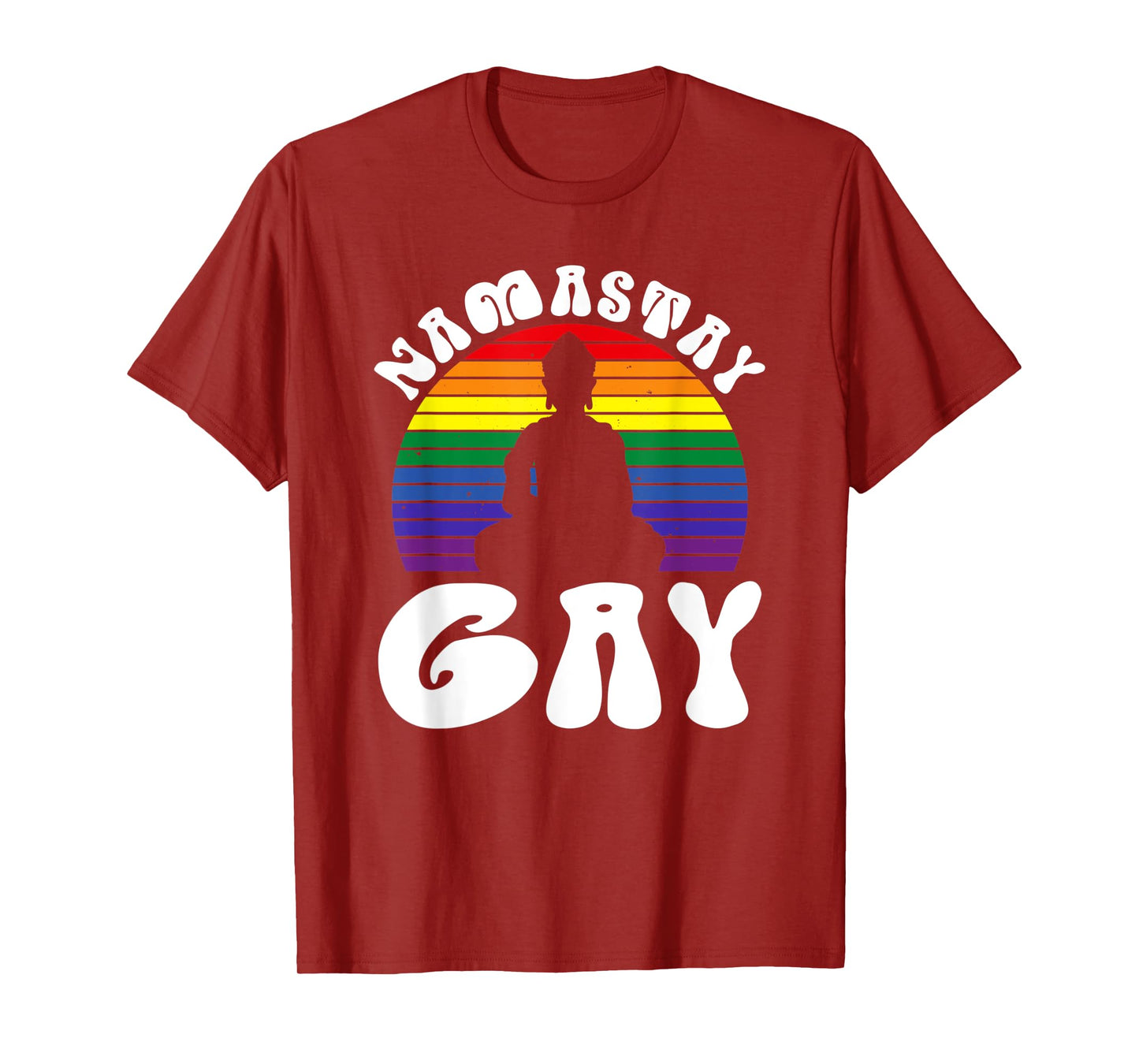 Namastay Gay Pride Meditation Buddha LGBTQ Rainbow Flag Ally T-Shirt