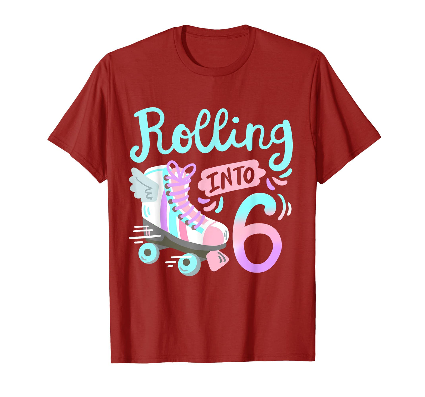Rolling Into 6 Roller Skates Skater Girl 6th Birthday Party T-Shirt