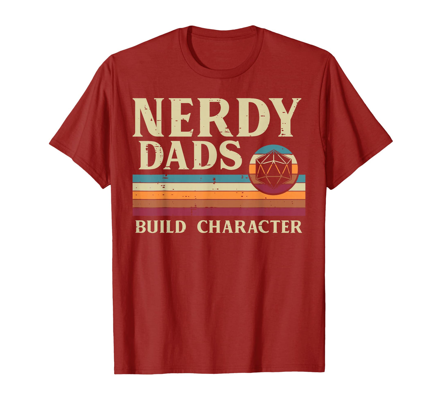 Nerdy Dads Build Character Retro Fathers Day Daddy Papa Men T-Shirt