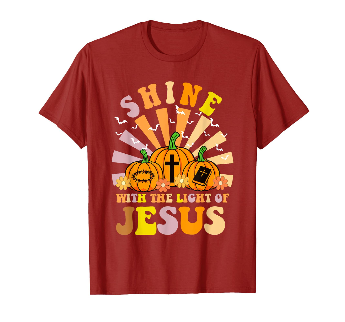 Shine with The Light of Jesus Christian Halloween Pumpkin T-Shirt