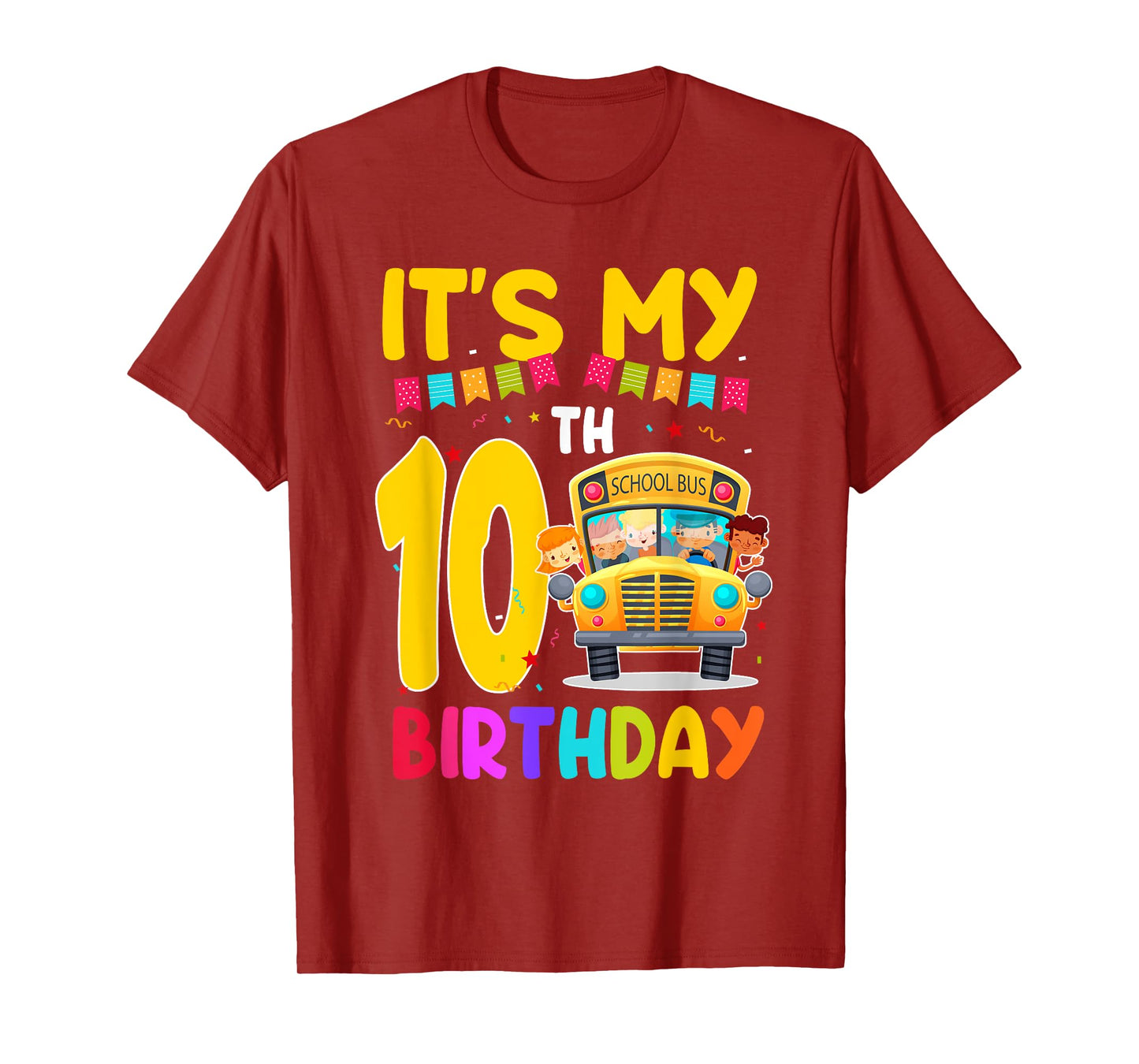 It's My 10th Birthday School Bus Theme 10 Year Old Birthday T-Shirt