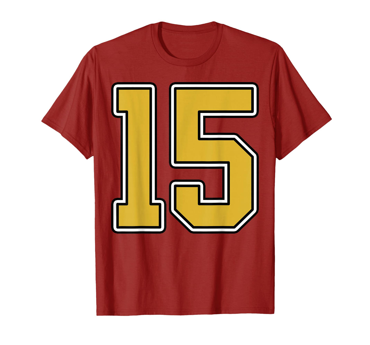 Old Gold Black White Sports Number 15 Jersey Uniform Player T-Shirt