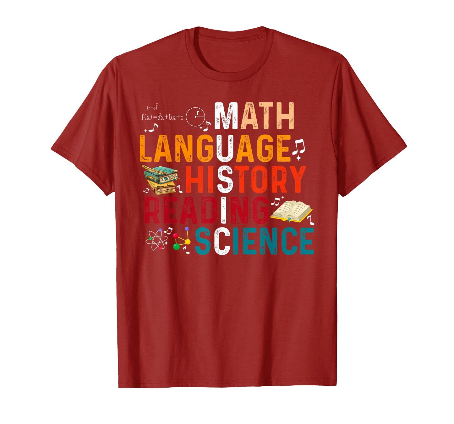 Math Language History Reading Science Music Teacher Funny T-Shirt