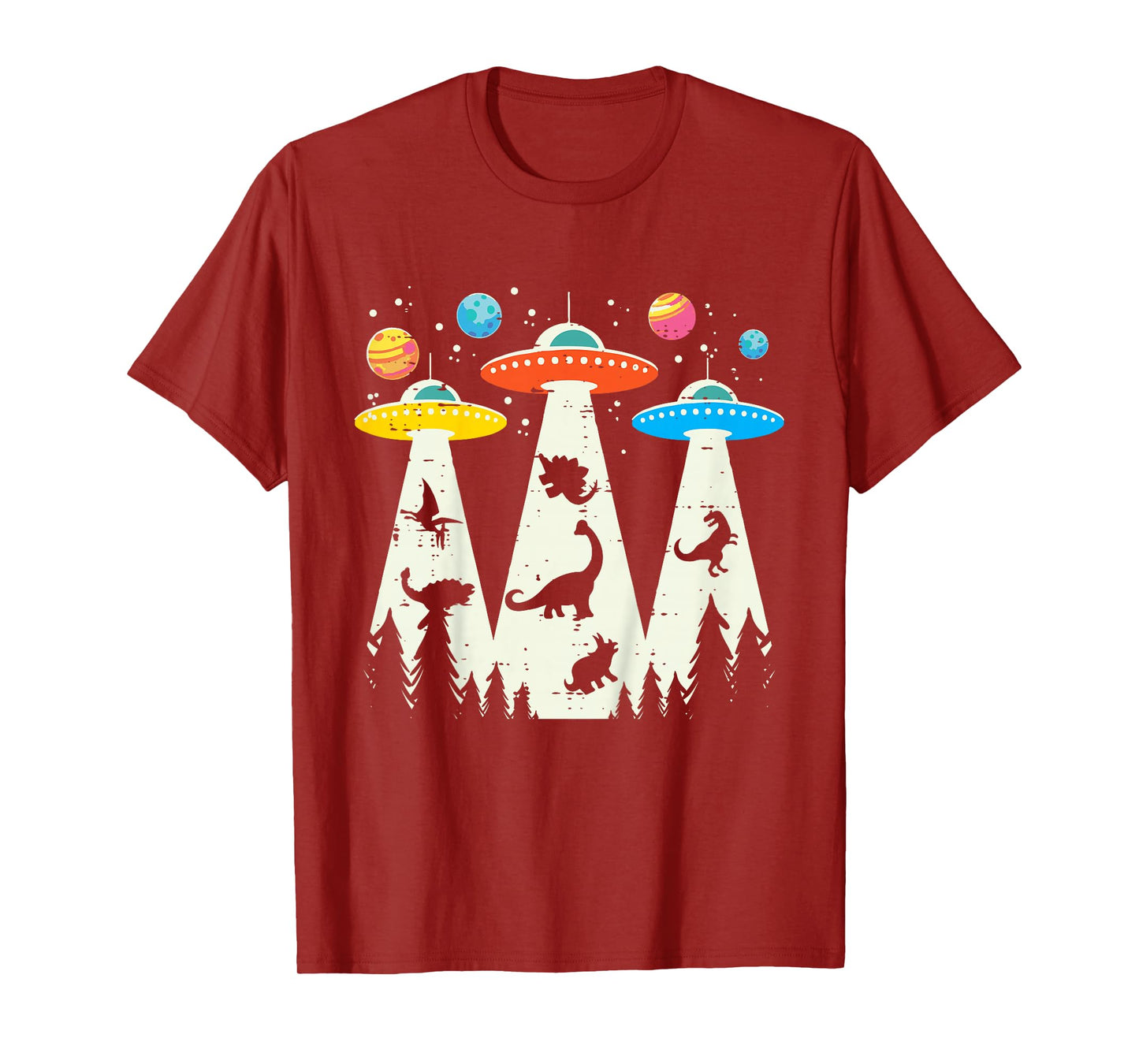 Kids Alien Abduction Dinosaur Funny UFO Space Toddler Boys Kids T-Shirt