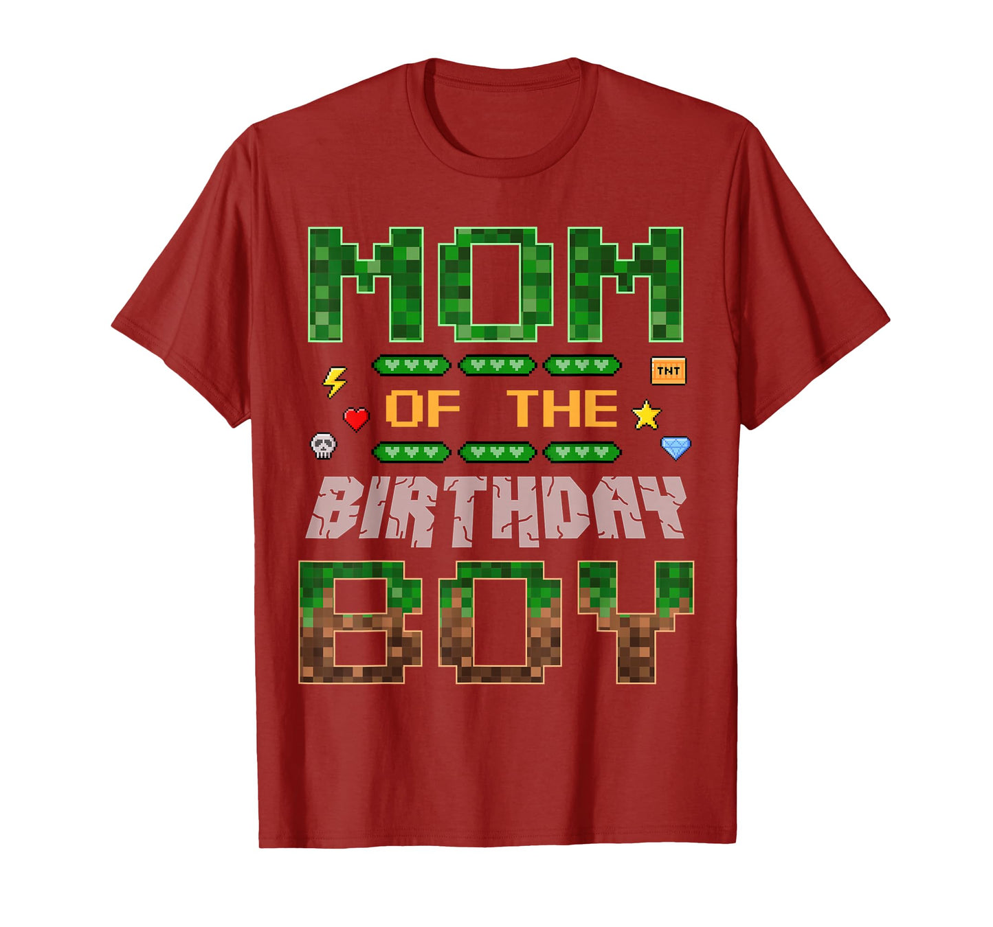 Mom of The Birthday Boy Pixel Gamer Family Love T-Shirt