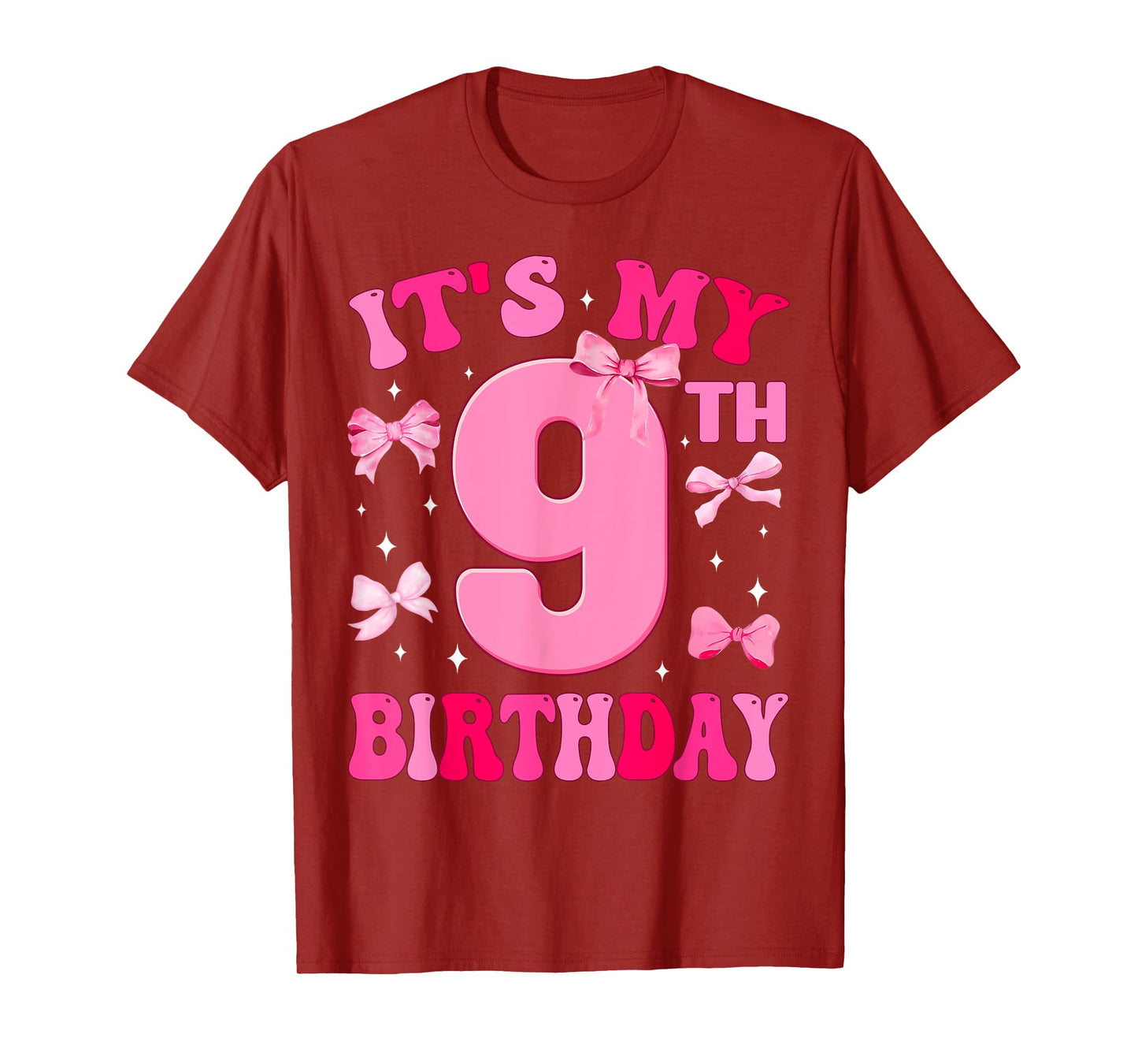It's My 9th Birthday Girl Coquette Bow 9 Year Old Party Girl T-Shirt