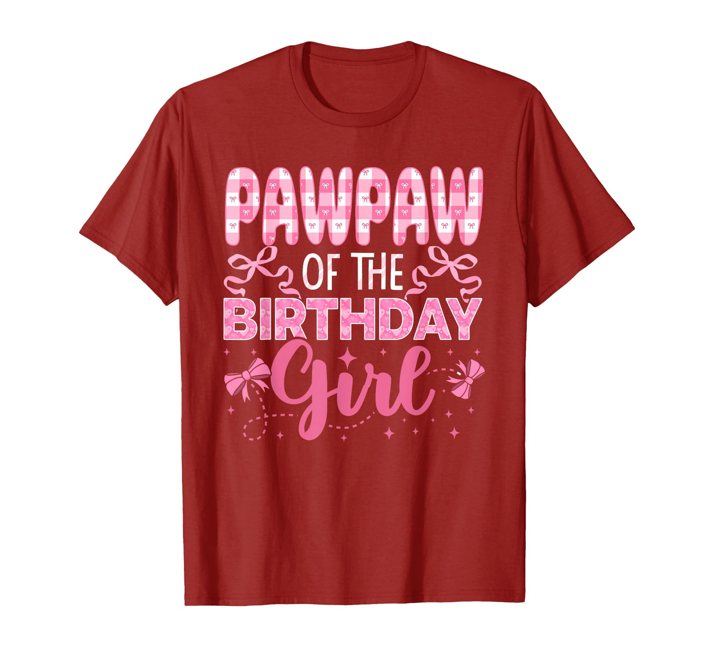 Pawpaw of The Birthday Girl Family Pink Coquette Bow T-Shirt