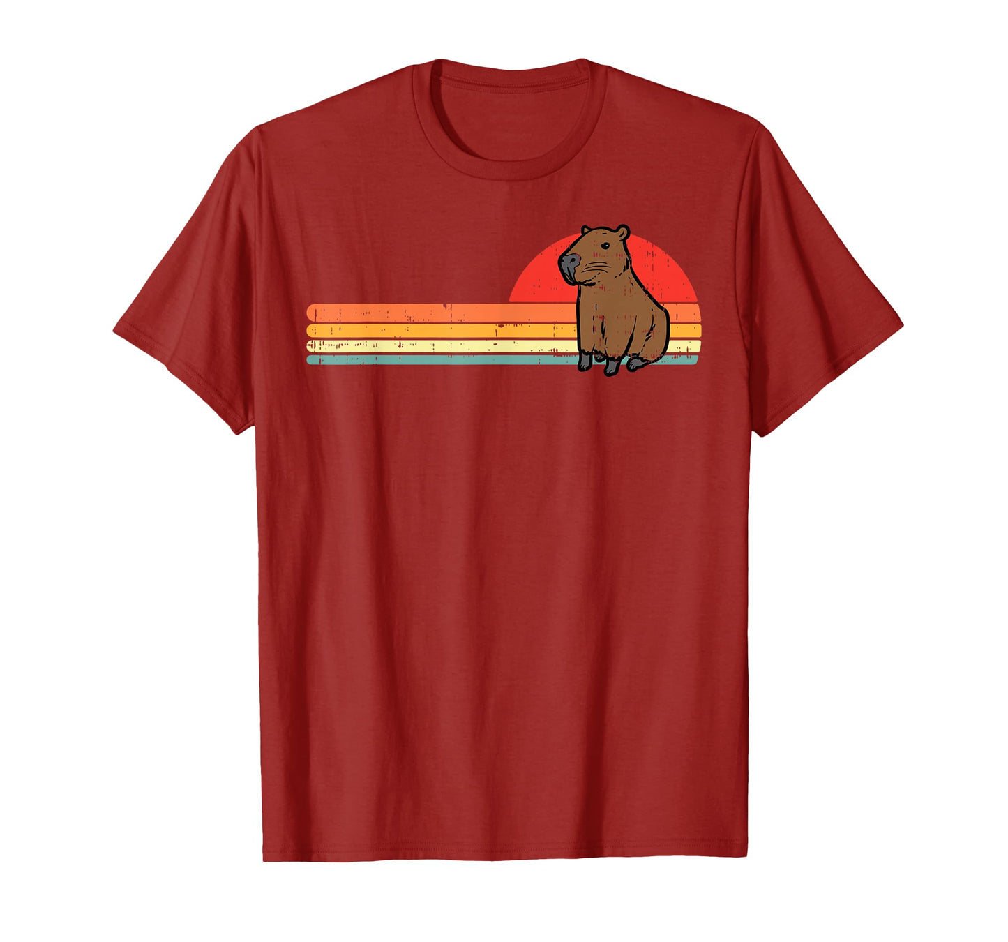 Capybara Chest Sunset Retro Capy Rodent Men Women Kids Youth T-Shirt