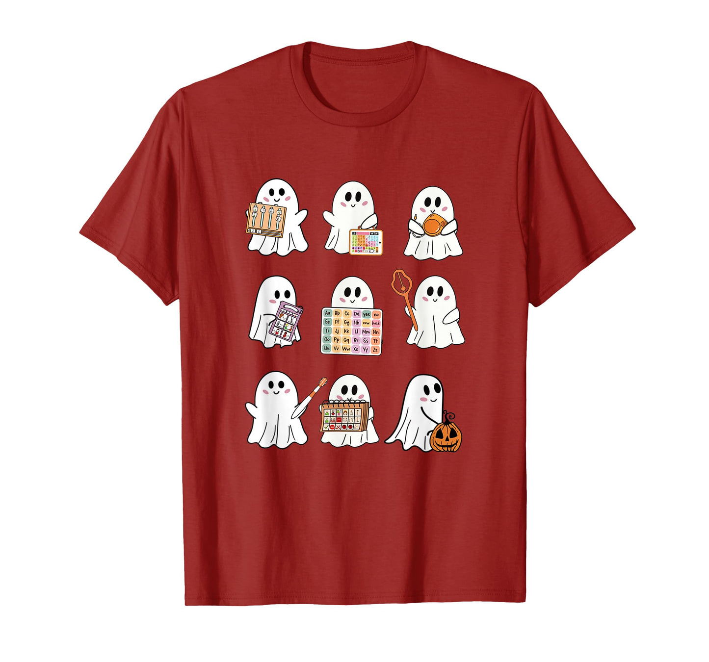 Retro SLP Ghost Halloween Speech Therapy Autumn Fall T-Shirt