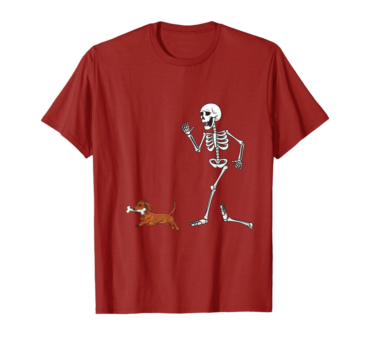 Funny Halloween Dachshund and Skeleton T-Shirt