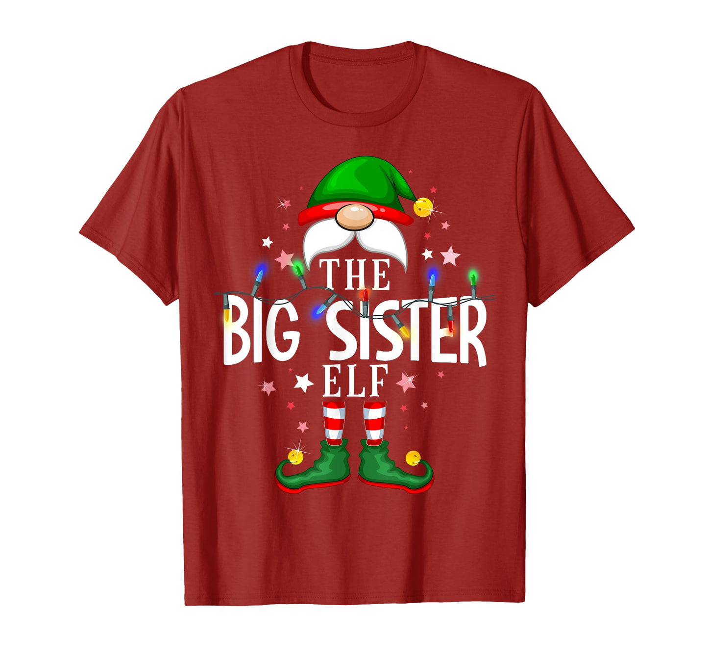 The Big Sister Elf Christmas Family Pajama Party T-Shirt
