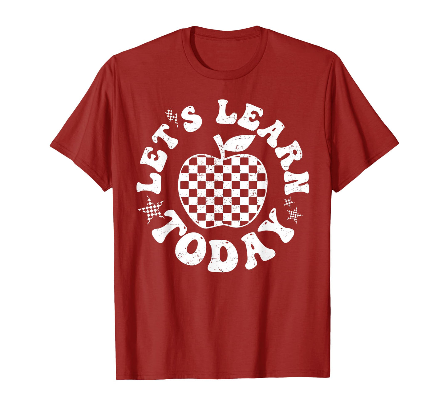 Let's Learn Today Checkered Apple Back To School Teacher T-Shirt