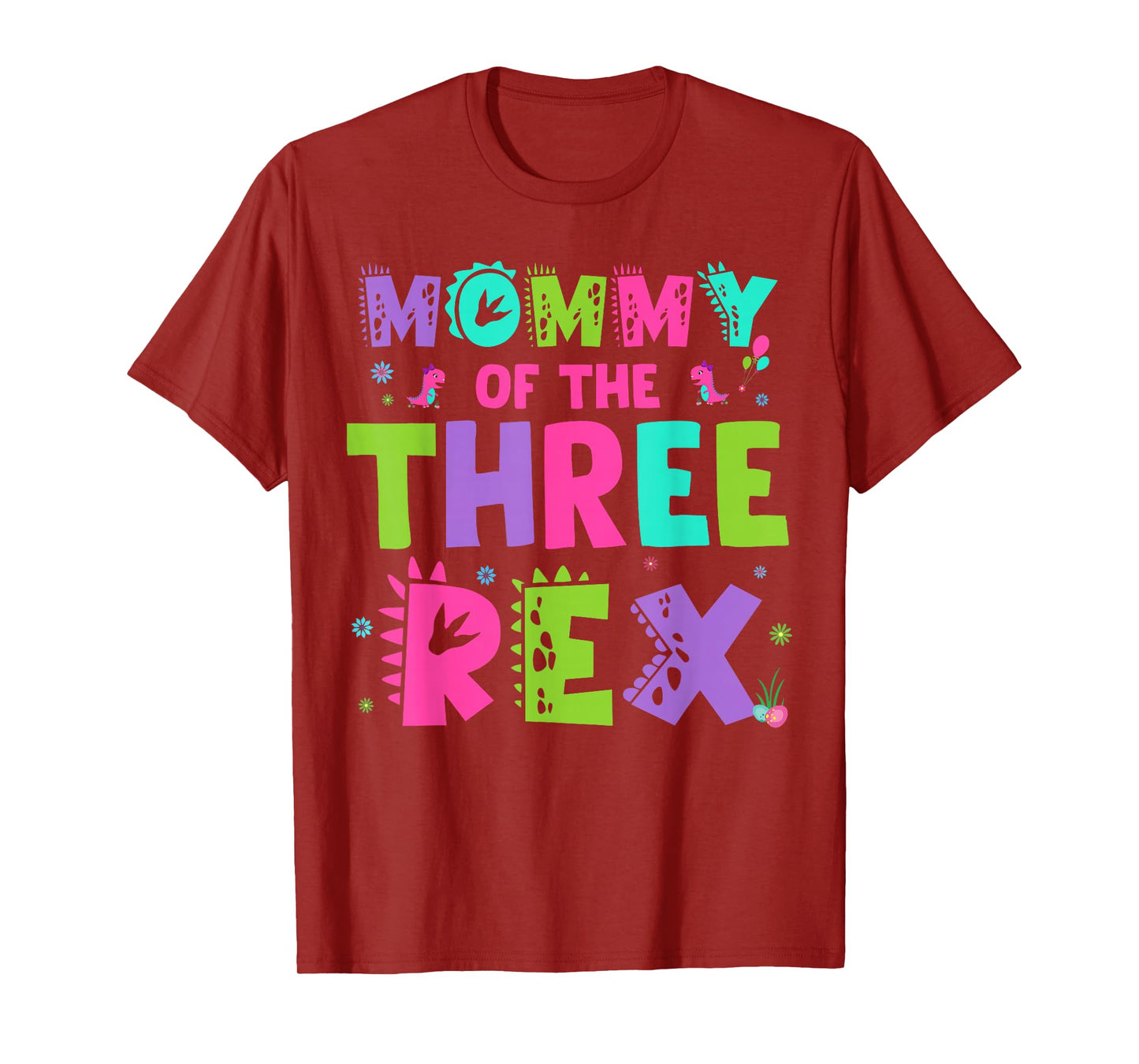 Mommy of The Three Rex Funny Cute Dinosaur Birthday Family T-Shirt