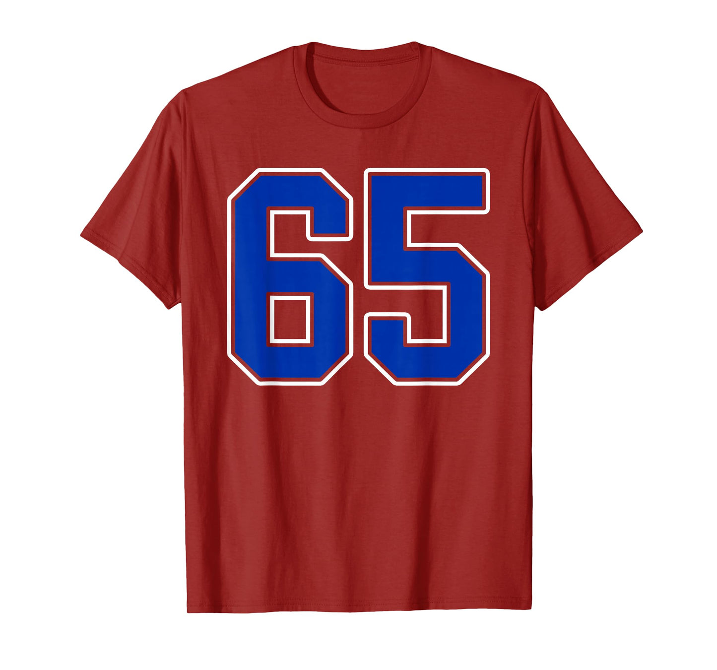 Royal Blue White Number 65 Jersey Player Uniform #65 T-Shirt