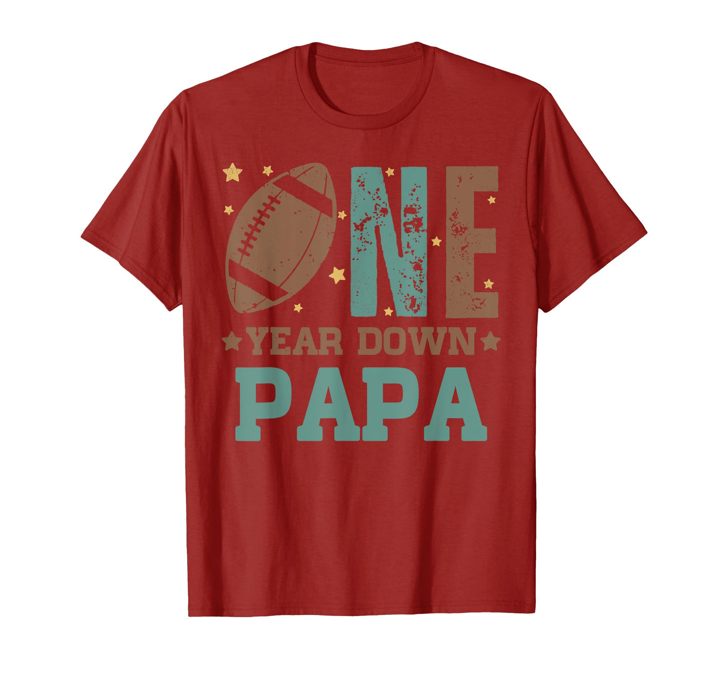 Papa of the 1 Year old Football 1st Year Down Birthday Party T-Shirt