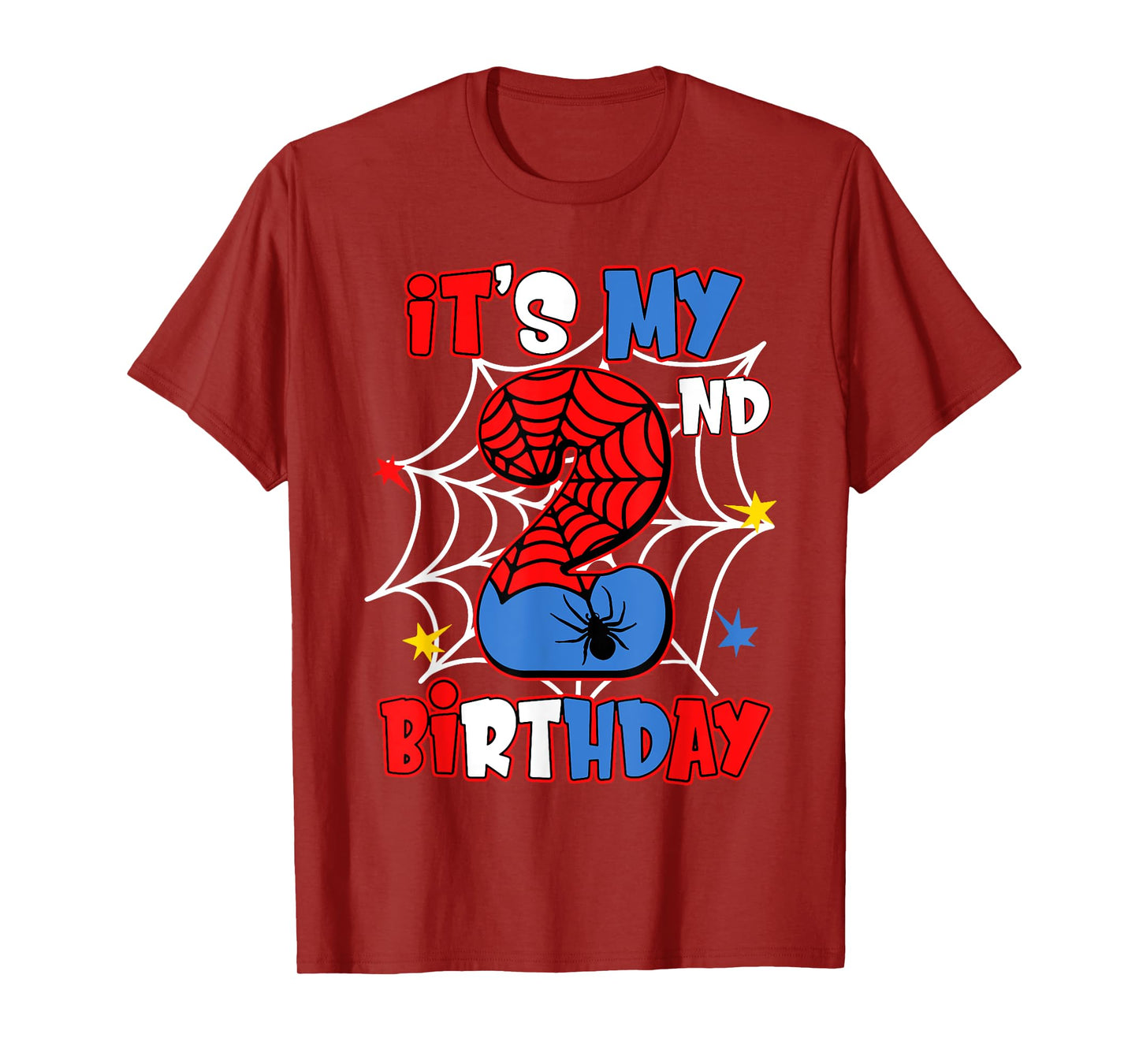 It's My 2nd Birthday Spider Web Theme Party 2 Years Old Boys T-Shirt