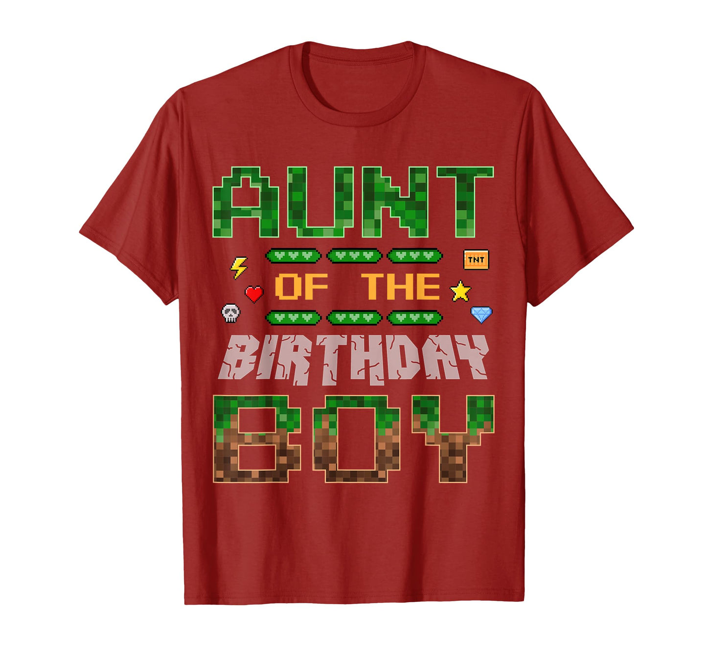 Aunt of The Birthday Boy Pixel Gamer Family Love T-Shirt