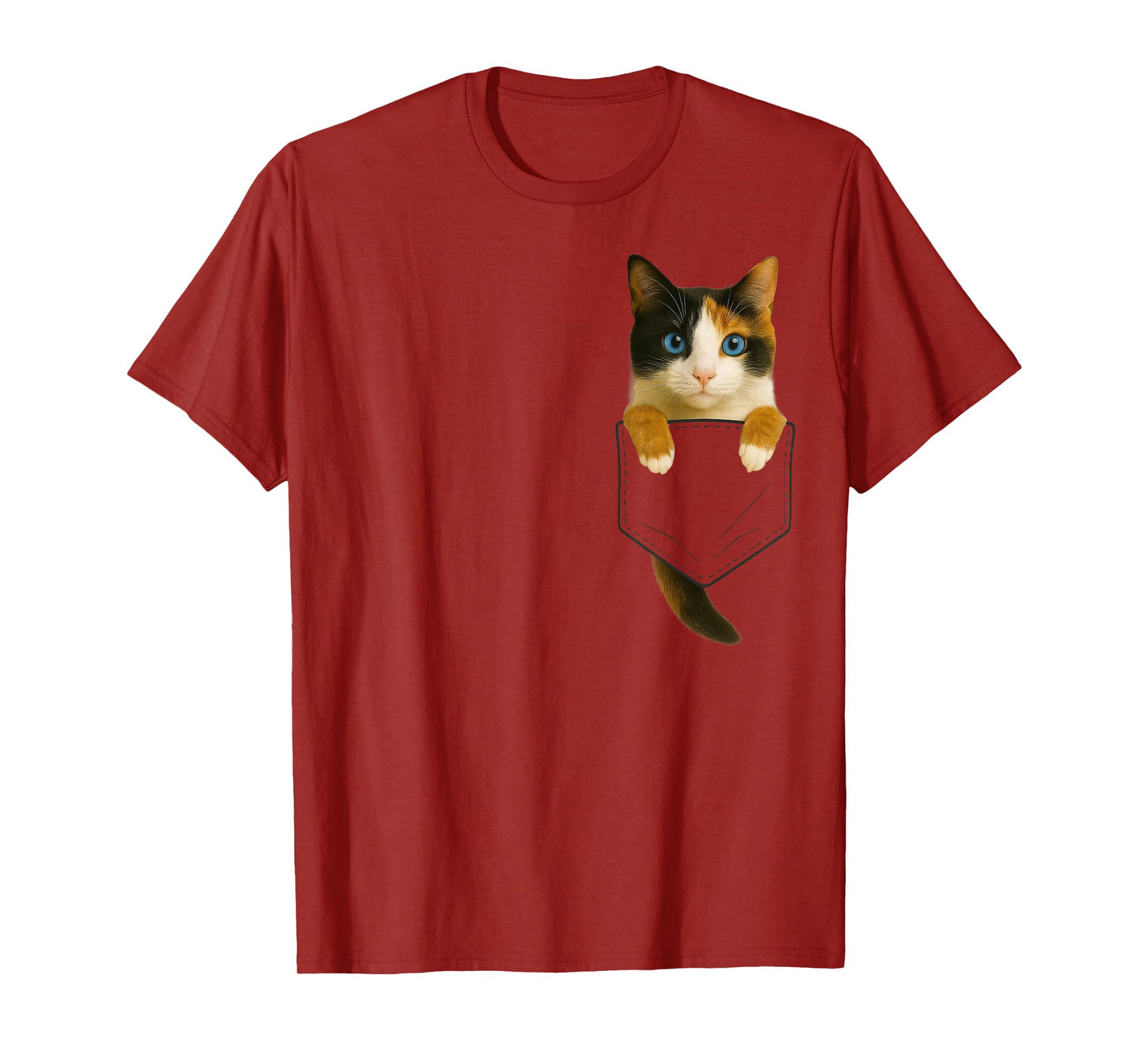 Cute Calico Cat Pocket Funny Gifts Cat Mom Cat Dad Cat Lover T-Shirt