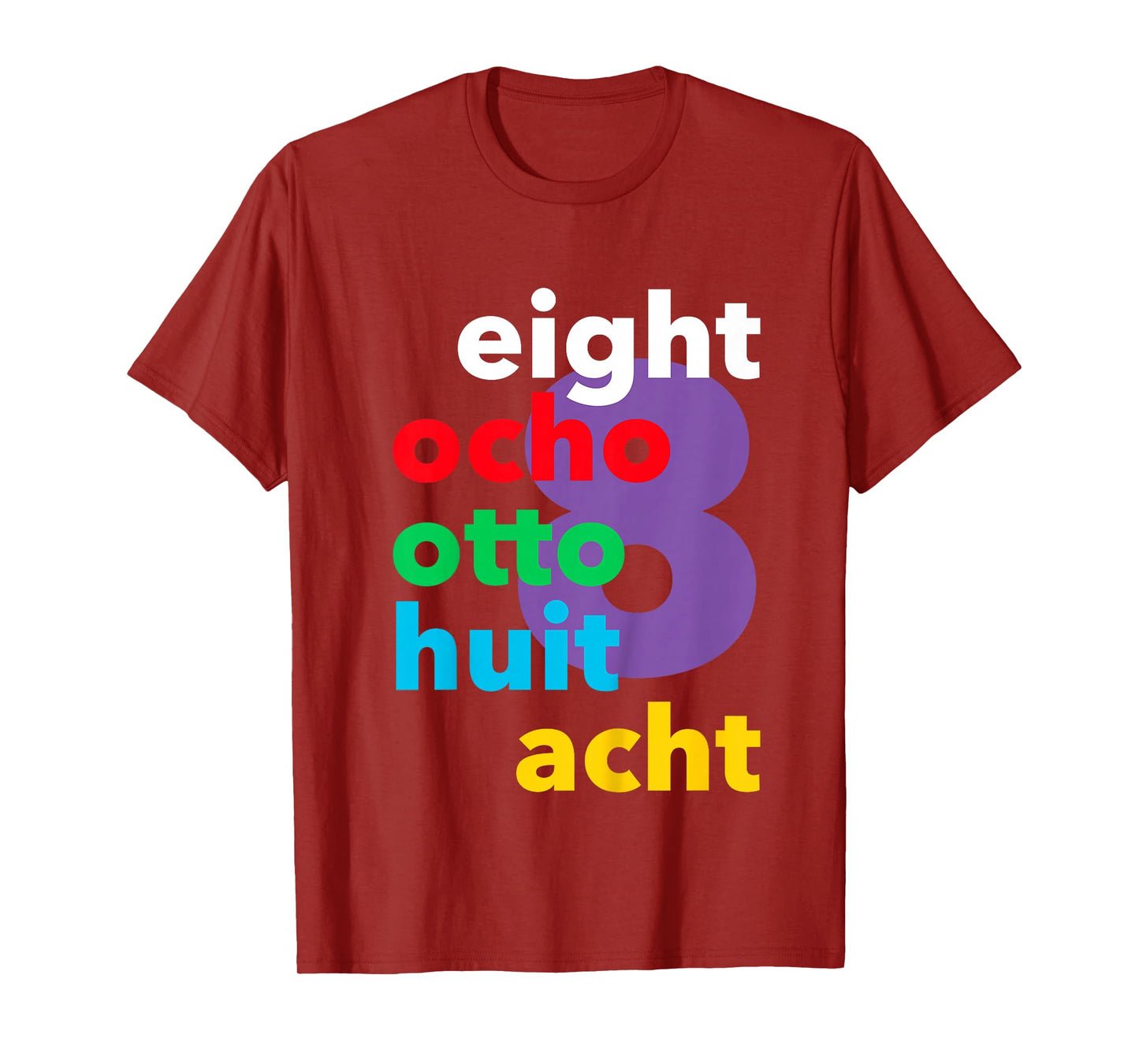 Eight Ocho Otto Huit Acht 8 Eighth Birthday Boys Girls Kids T-Shirt